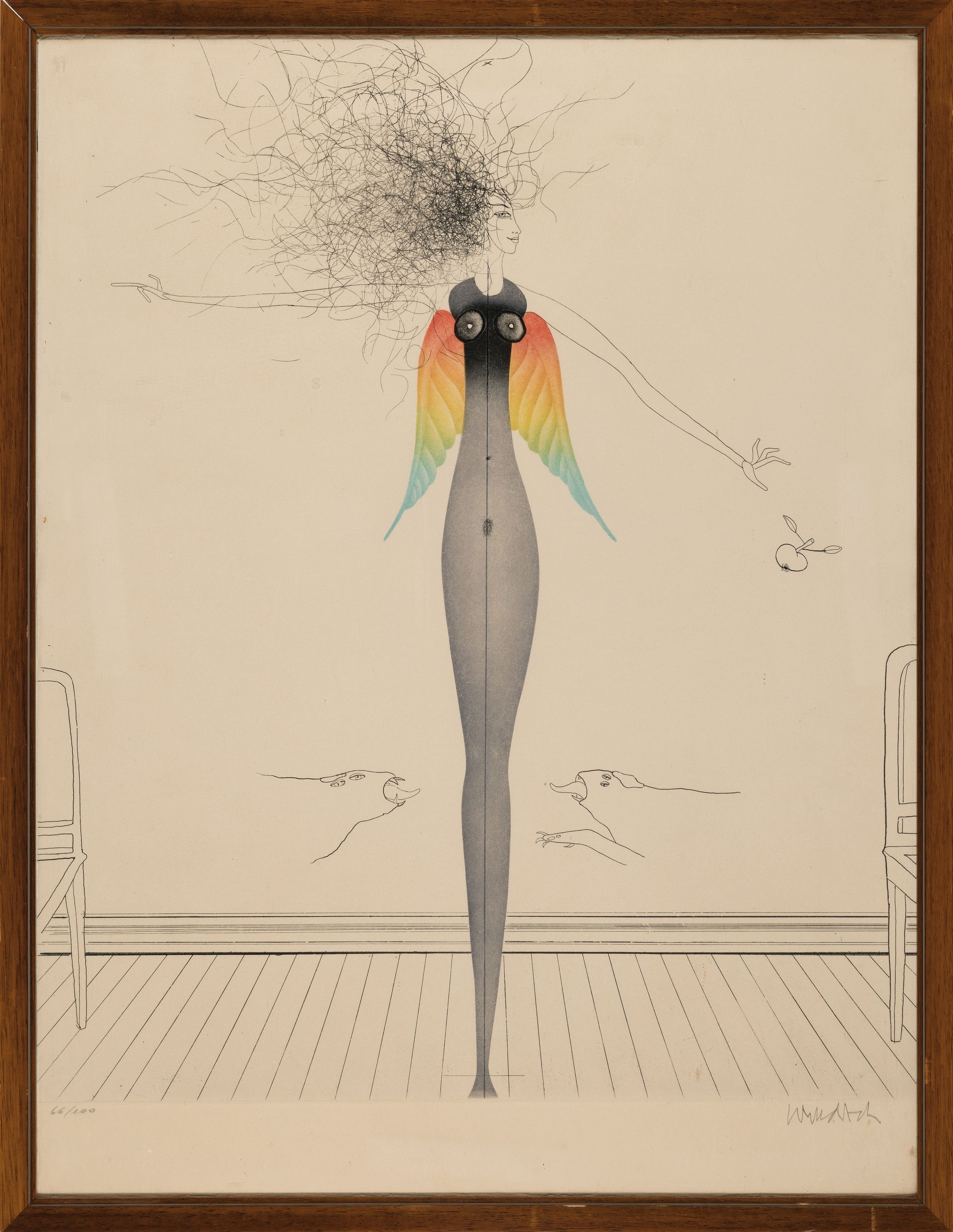 Detail k: Paul Wunderlich, 1927-2010, Farblithographie, handsign., num. 66/100, ca. 66x50cm, u.Gl., R.