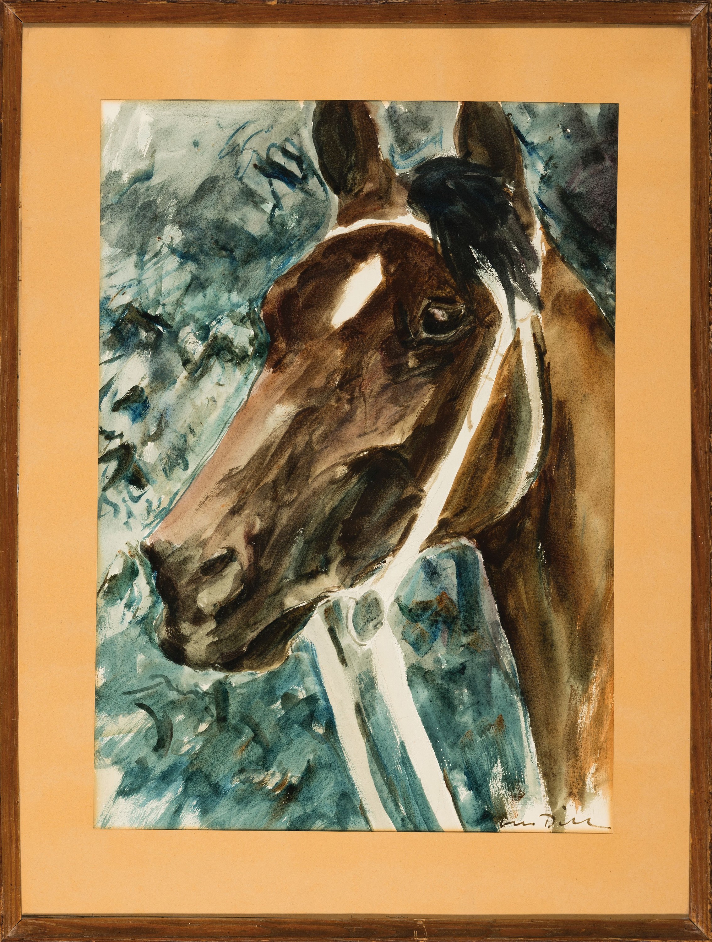 Detail k: Otto Dill, 1884 Neustadt/Wstr.-1957 Bad Dürkheim, Pferdeporträt, Aquarell auf Papier, rechts unten sign., ca. 50x36cm, PP, u.Gl. R. ca. 63x48cm