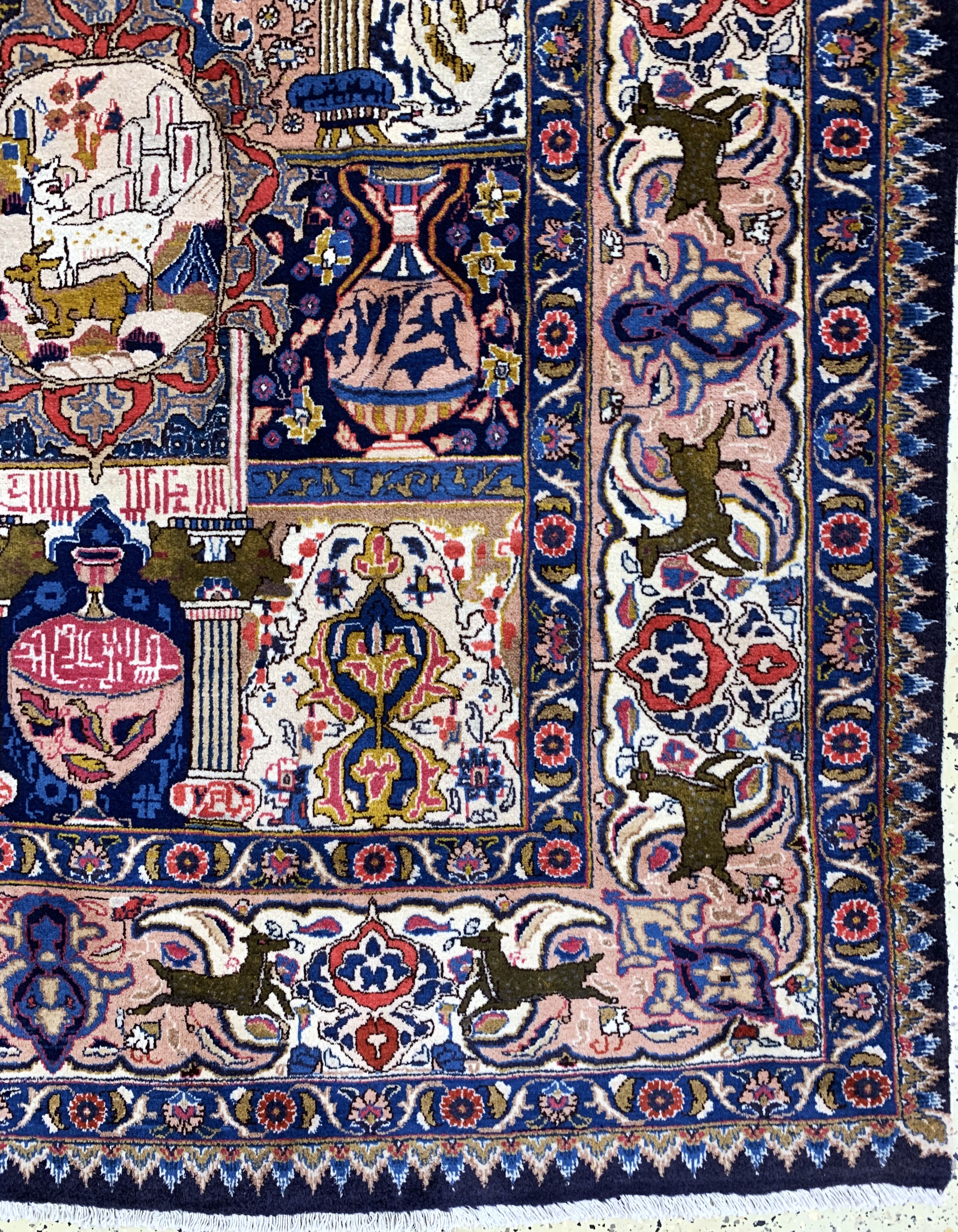 Detail a: Kaschmar alt, Persien, Mitte 20.Jhd, Wolle auf Baumwolle, ca. 380 x 295 cm, gereinigt, EHZ: 1-2
