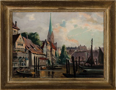 26858082l - Willy Aschmann, geb. 1916 Poppenbüttel, 3 Ölgemälde mit Hamburger ...