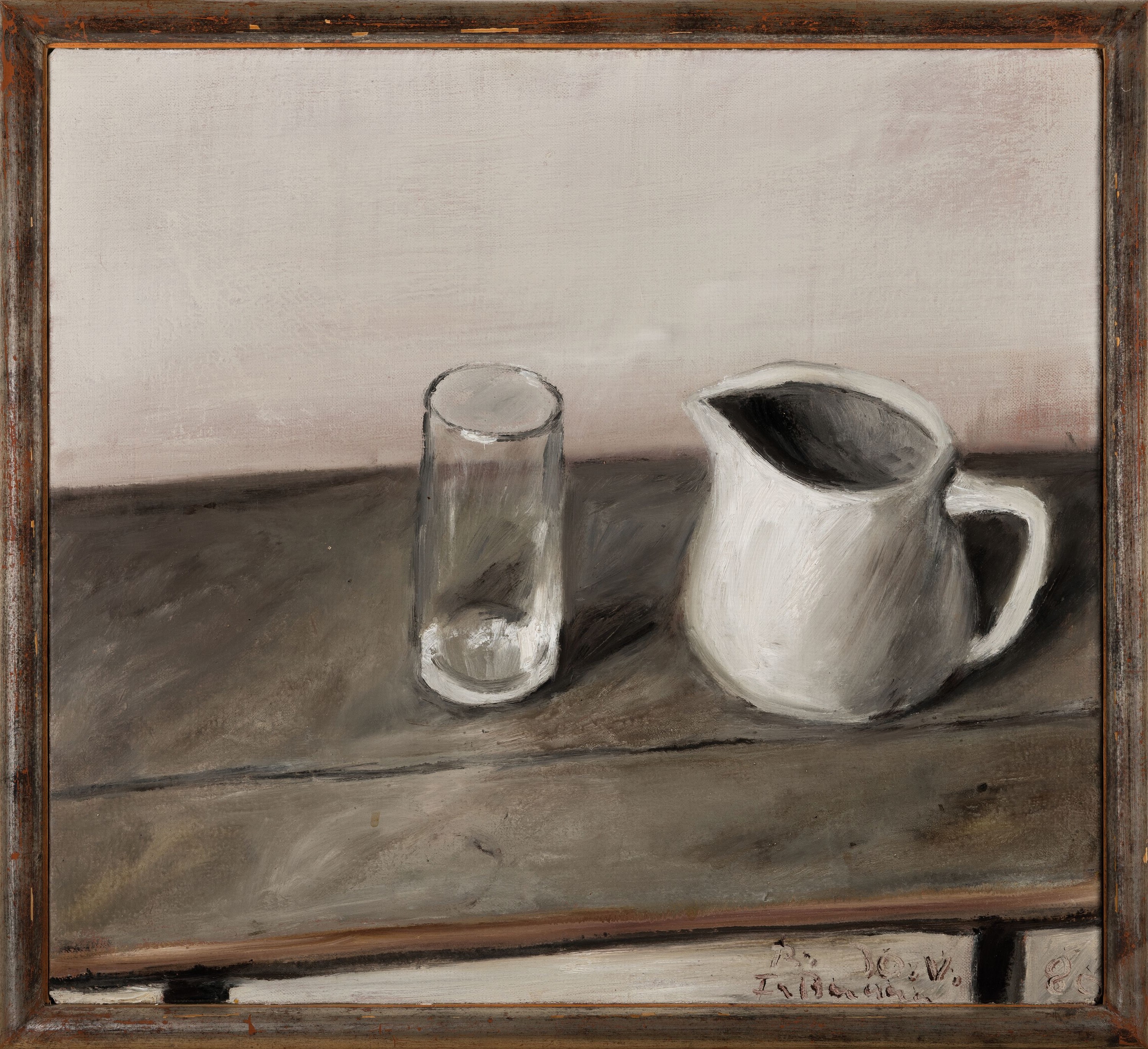 Detail k: Klaus Fußmann, geb. 1938 Velbert, Stillleben mit Krug und Glas, Öl/Lwd, rechts unten signiert und dat. 80, ca. 45x50cm,
