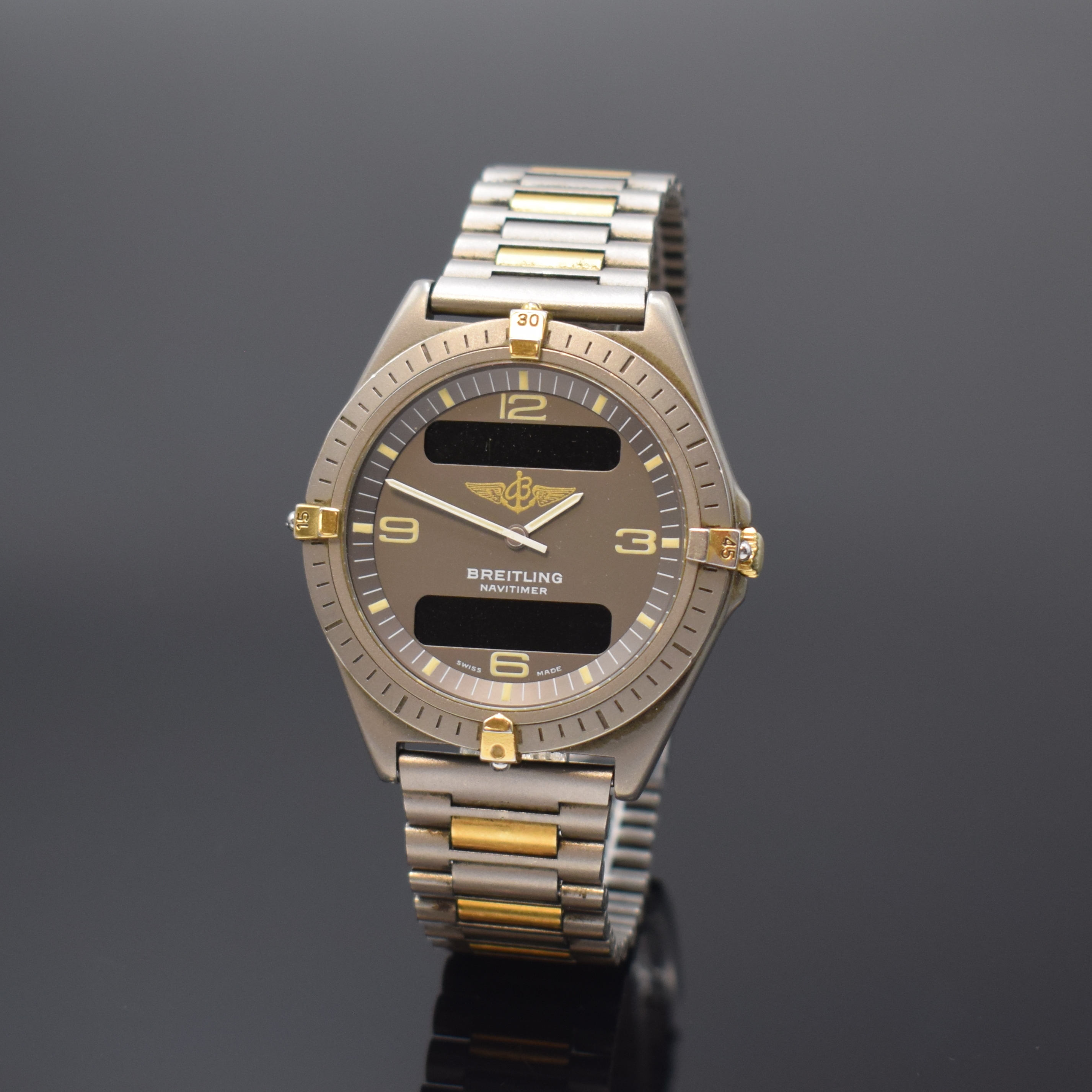 BREITLING Herrenarmbanduhr Navitimer Aerospace mit Multifunktionsanzeige Reference 80360, Schweiz um 1995, Titangeh. inkl. Gliederband m. Faltschl., ...