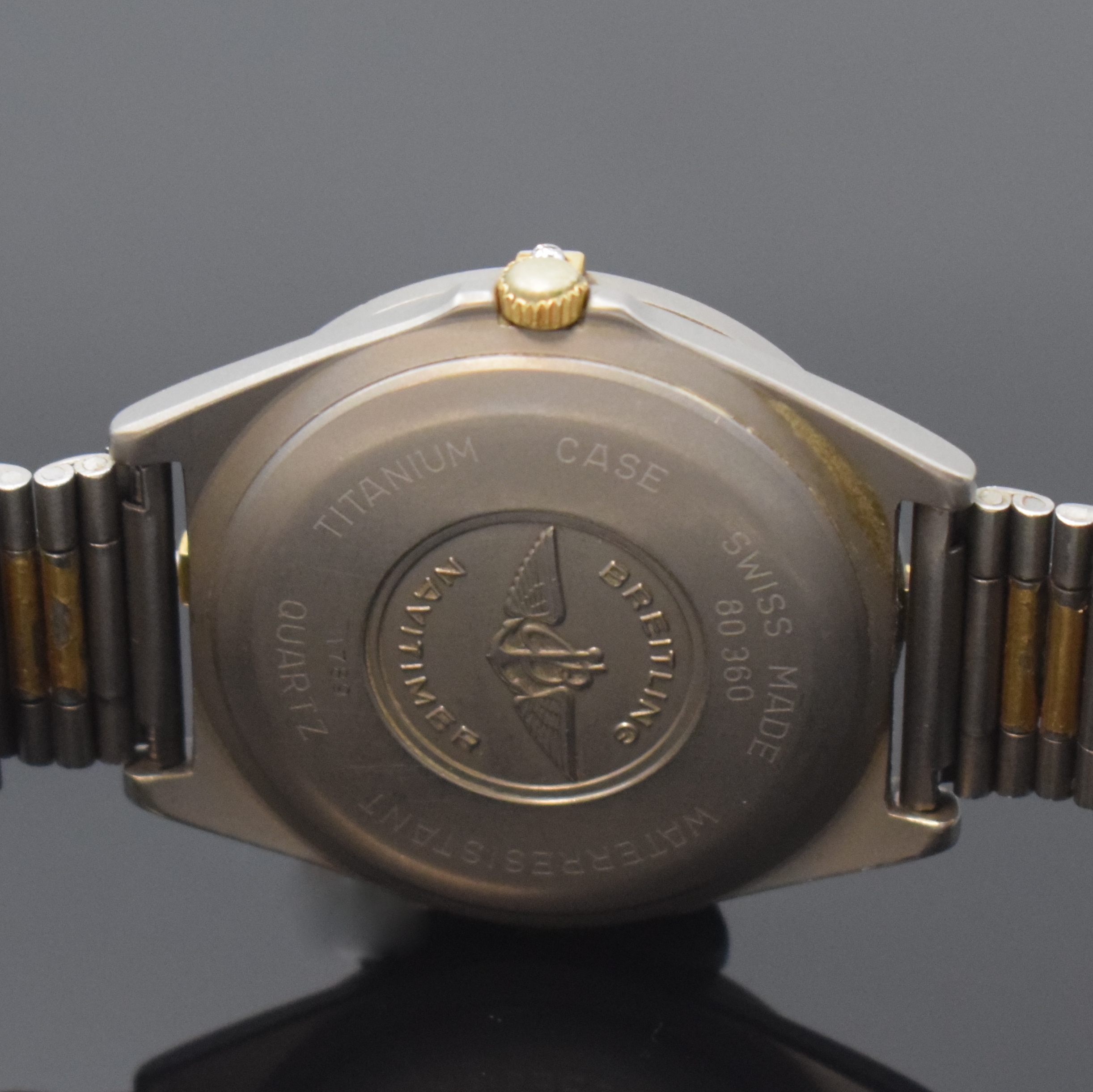 Detail f: BREITLING Herrenarmbanduhr Navitimer Aerospace mit Multifunktionsanzeige Reference 80360, Schweiz um 1995, Titangeh. inkl. Gliederband m. Faltschl., ...