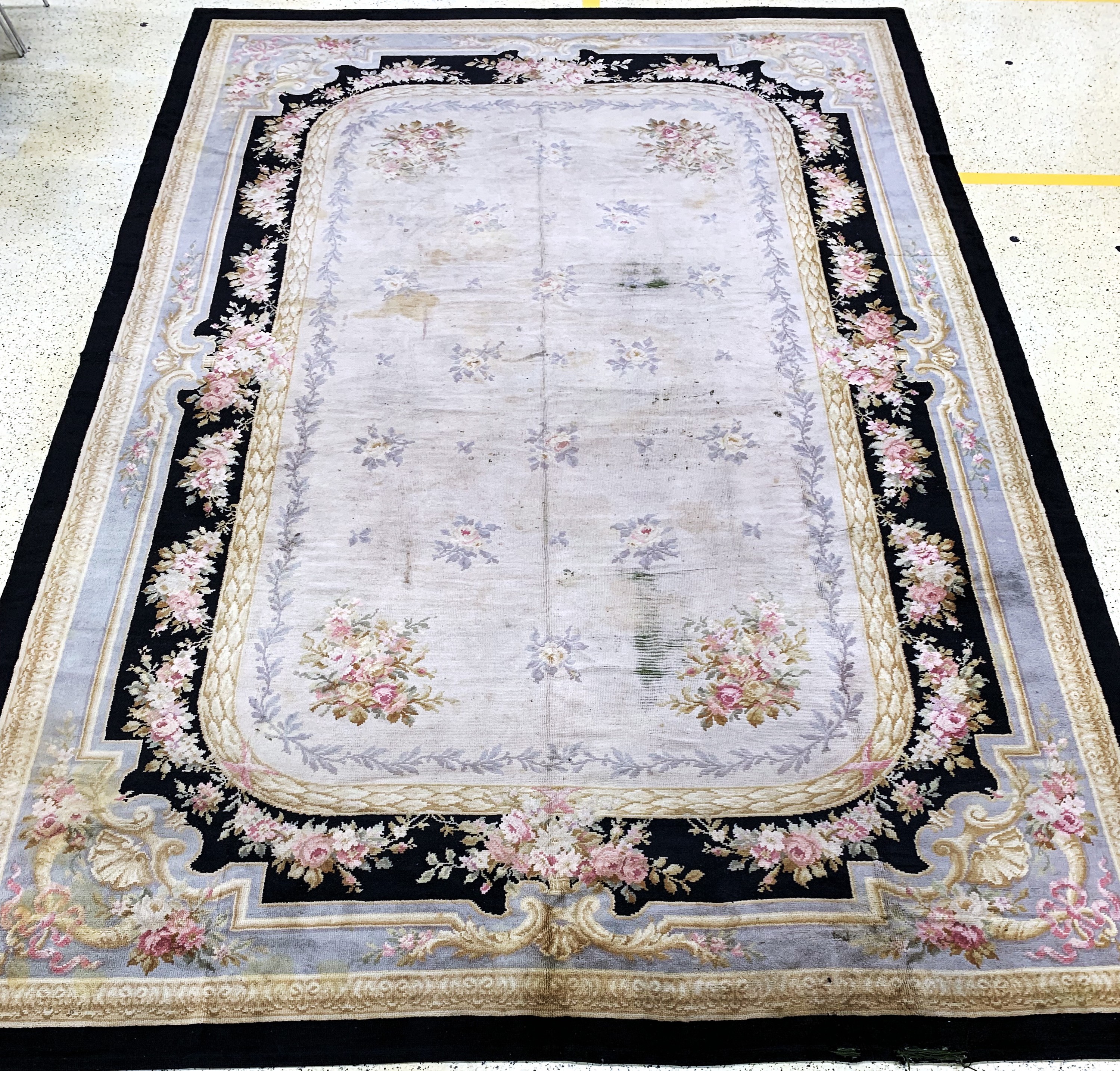 Aubusson Teppich antik, Frankreich, 19.Jhd,Wolle auf Wolle, ca. 613 x 417 cm, Reinigungsbedürftig, EHZ: 4