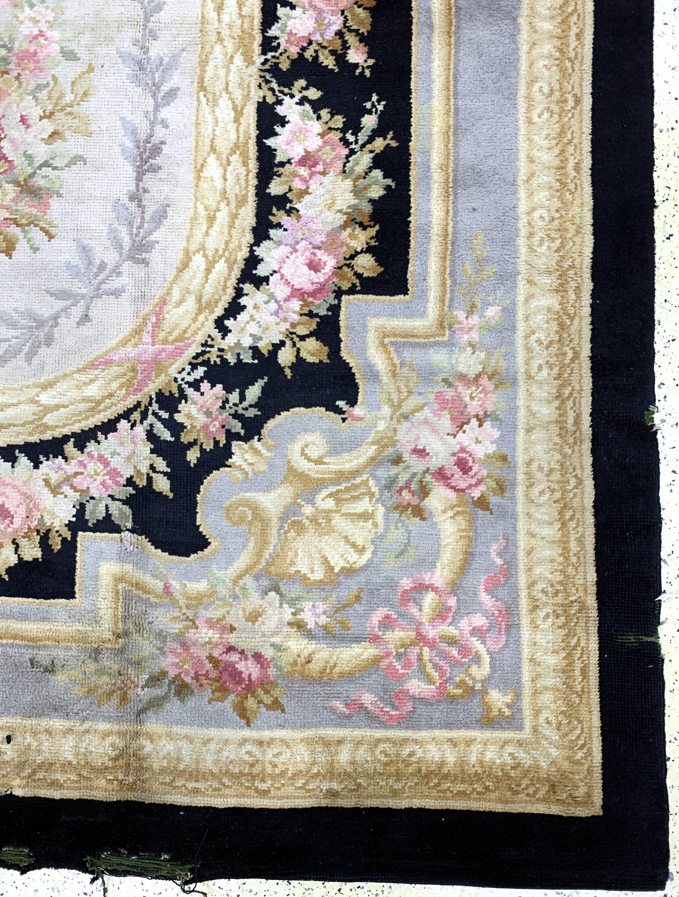 Detail a: Aubusson Teppich antik, Frankreich, 19.Jhd,Wolle auf Wolle, ca. 613 x 417 cm, Reinigungsbedürftig, EHZ: 4