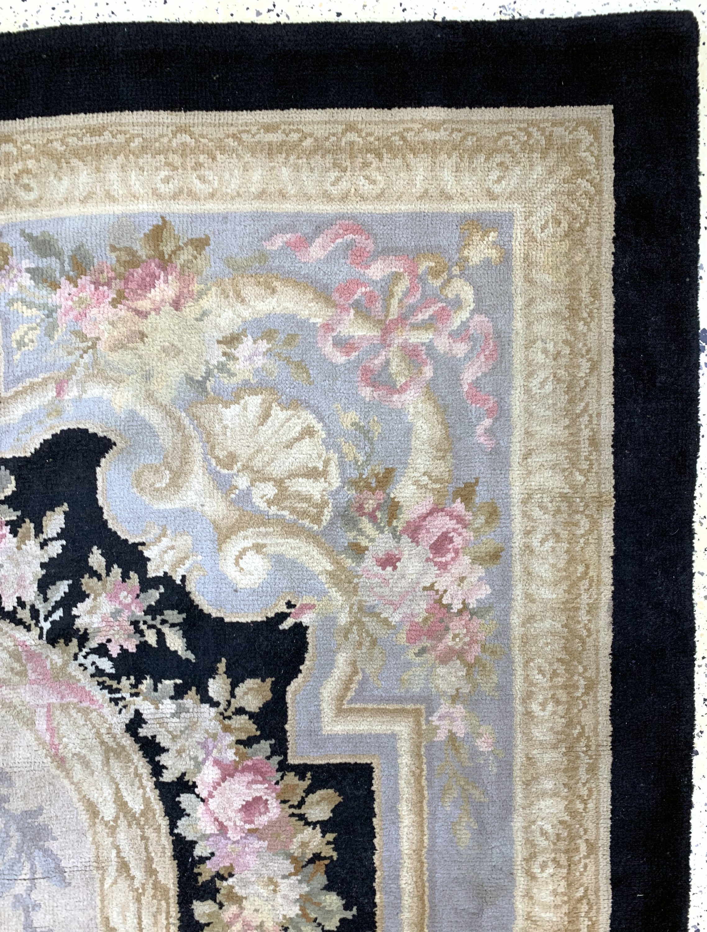 Detail j: Aubusson Teppich antik, Frankreich, 19.Jhd,Wolle auf Wolle, ca. 613 x 417 cm, Reinigungsbedürftig, EHZ: 4