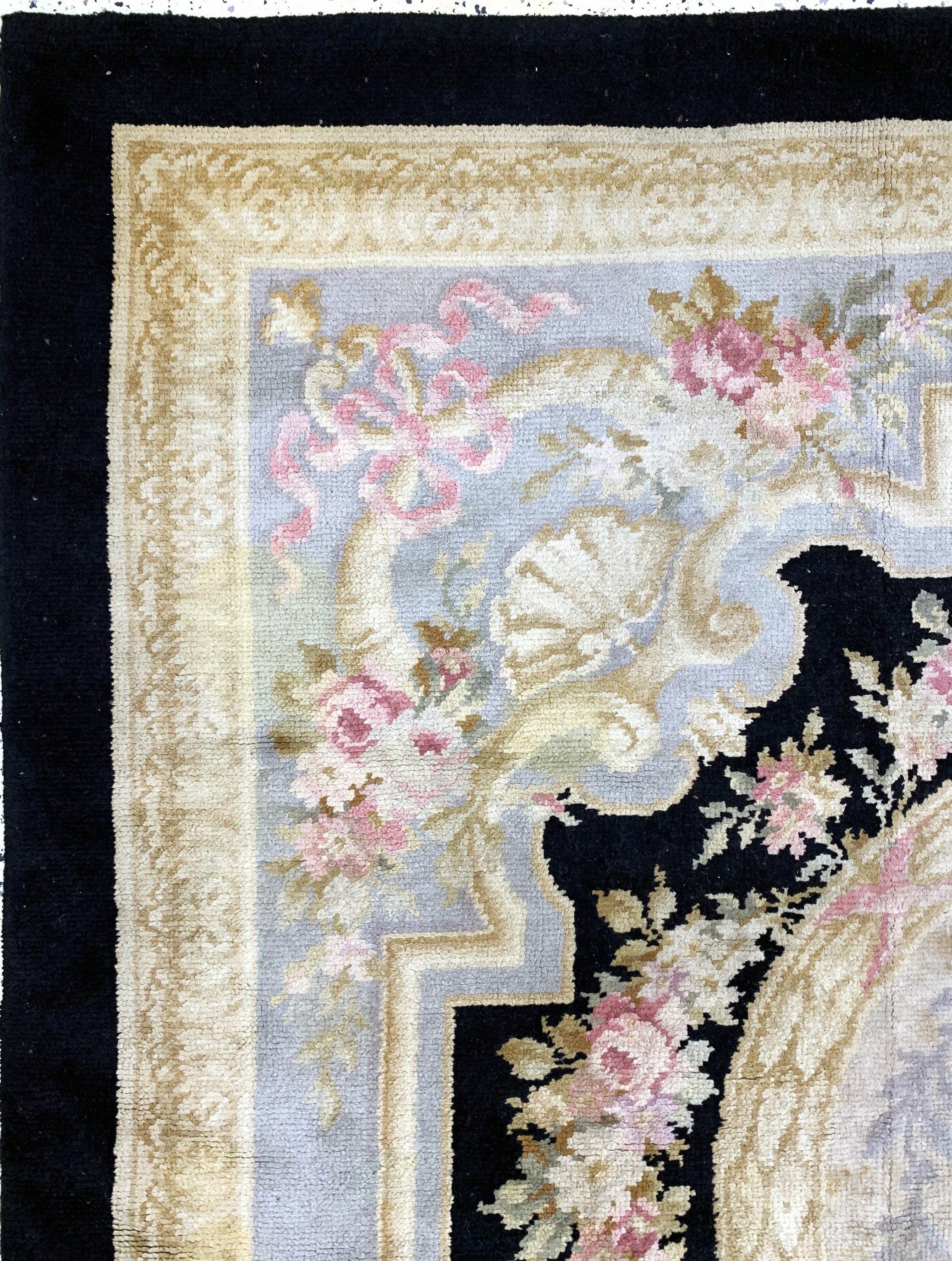 Detail l: Aubusson Teppich antik, Frankreich, 19.Jhd,Wolle auf Wolle, ca. 613 x 417 cm, Reinigungsbedürftig, EHZ: 4