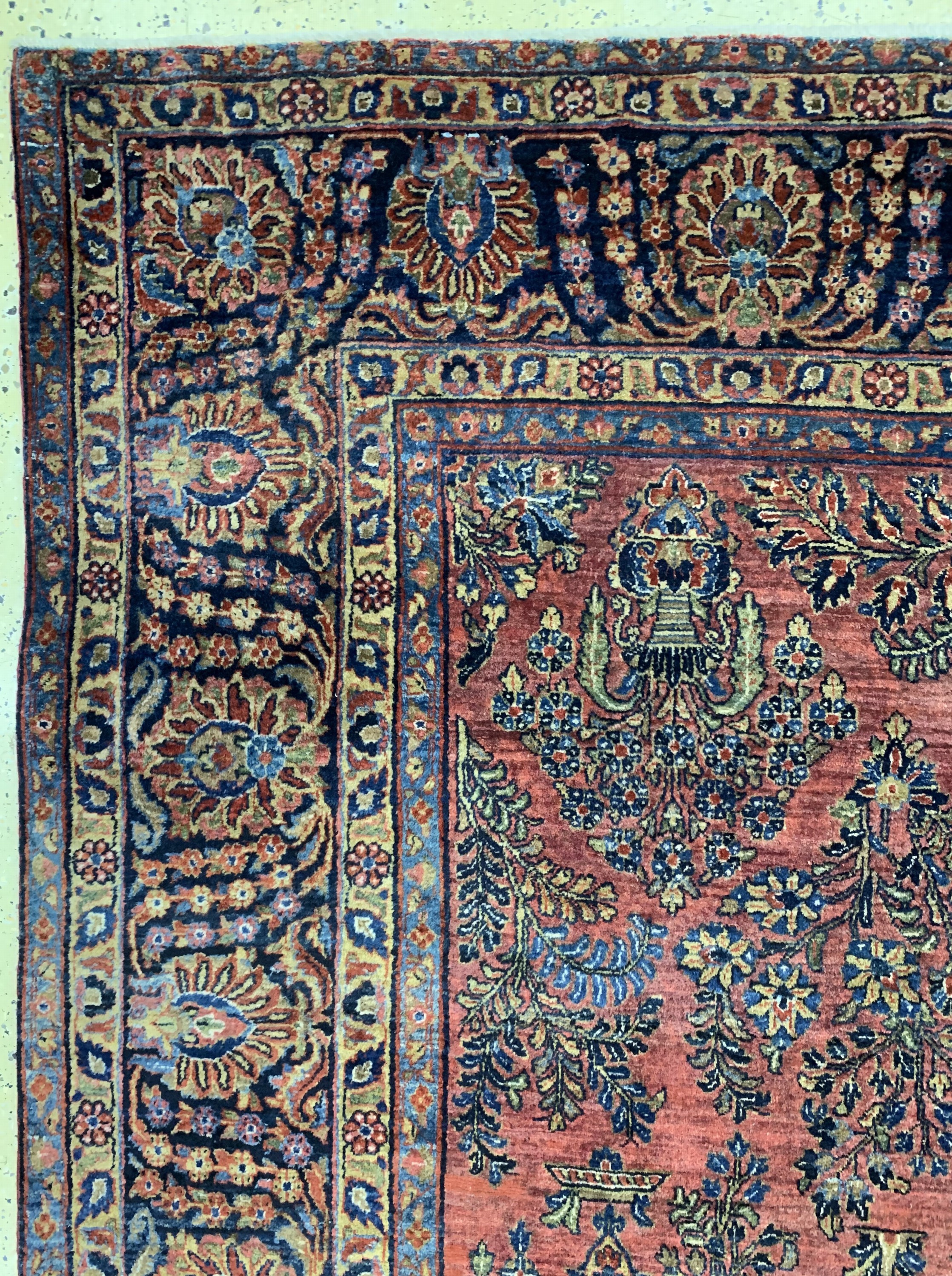 Detail e: Us Re-Import Sarogh antik, Persien, um 1900, Wolle auf Baumwolle, ca. 393 x 270 cm, EHZ: 2-3, (restauriert)