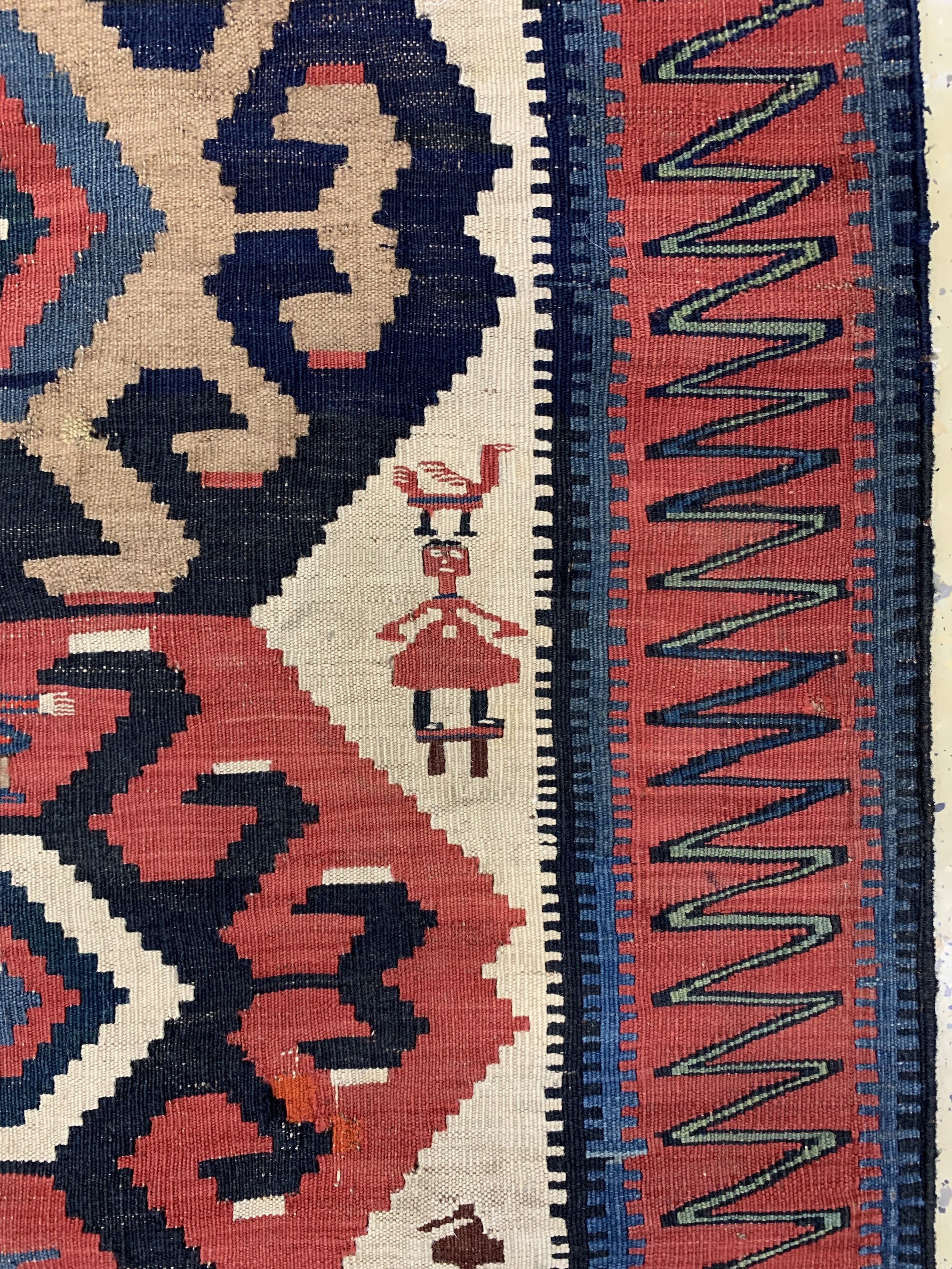 Detail f: Kuba-Schirwan Kelim antik, Kaukasus, datiert 1312(1891), Wolle auf Wolle, ca. 320 x180 cm, EHZ: 3, (kleine restaurierungen & Risse),aus ...
