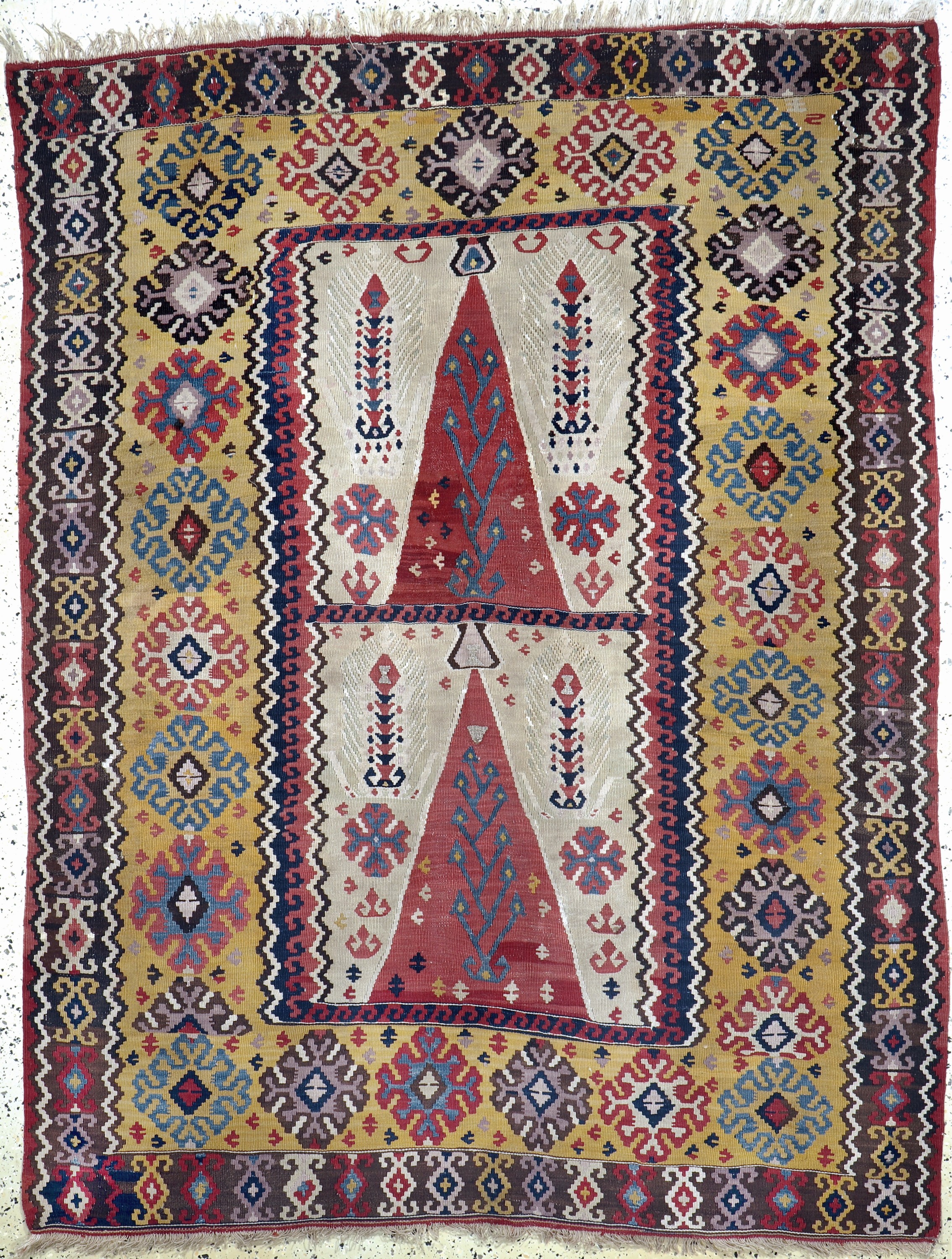 Erzurum Kelim antik, Türkei, 19.Jhd, Wolle auf Wolle, ca. 215 x 165 cm, EHZ: 2,aus Sammlungsauflösung