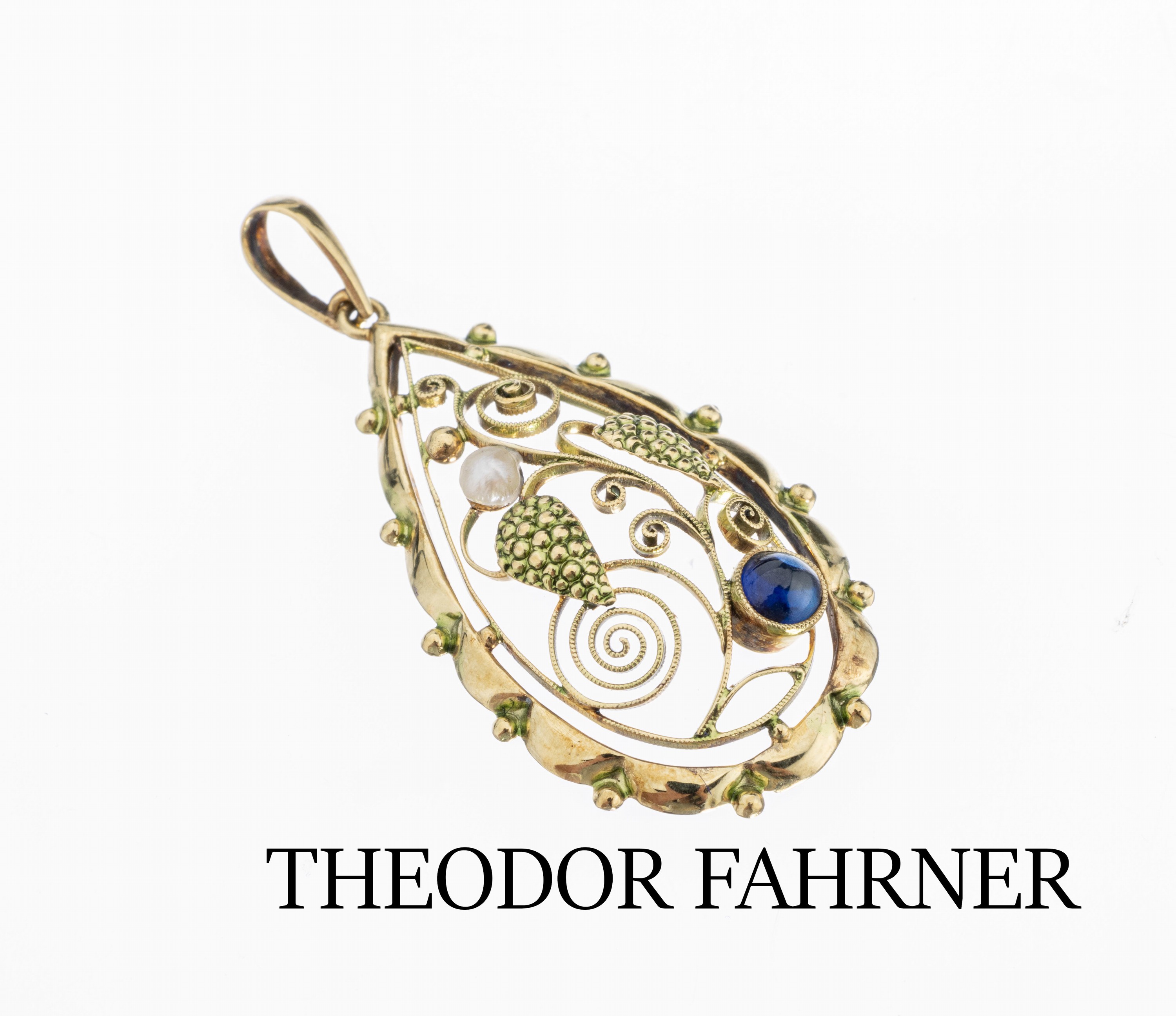 14 kt Gold THEODOR FAHRNER Anhänger, GG 585/000, Pforzheim 1960er Jahre, THEODOR FAHRNER stellte Goldschmuck nur auf Kundenwunsch her, ...