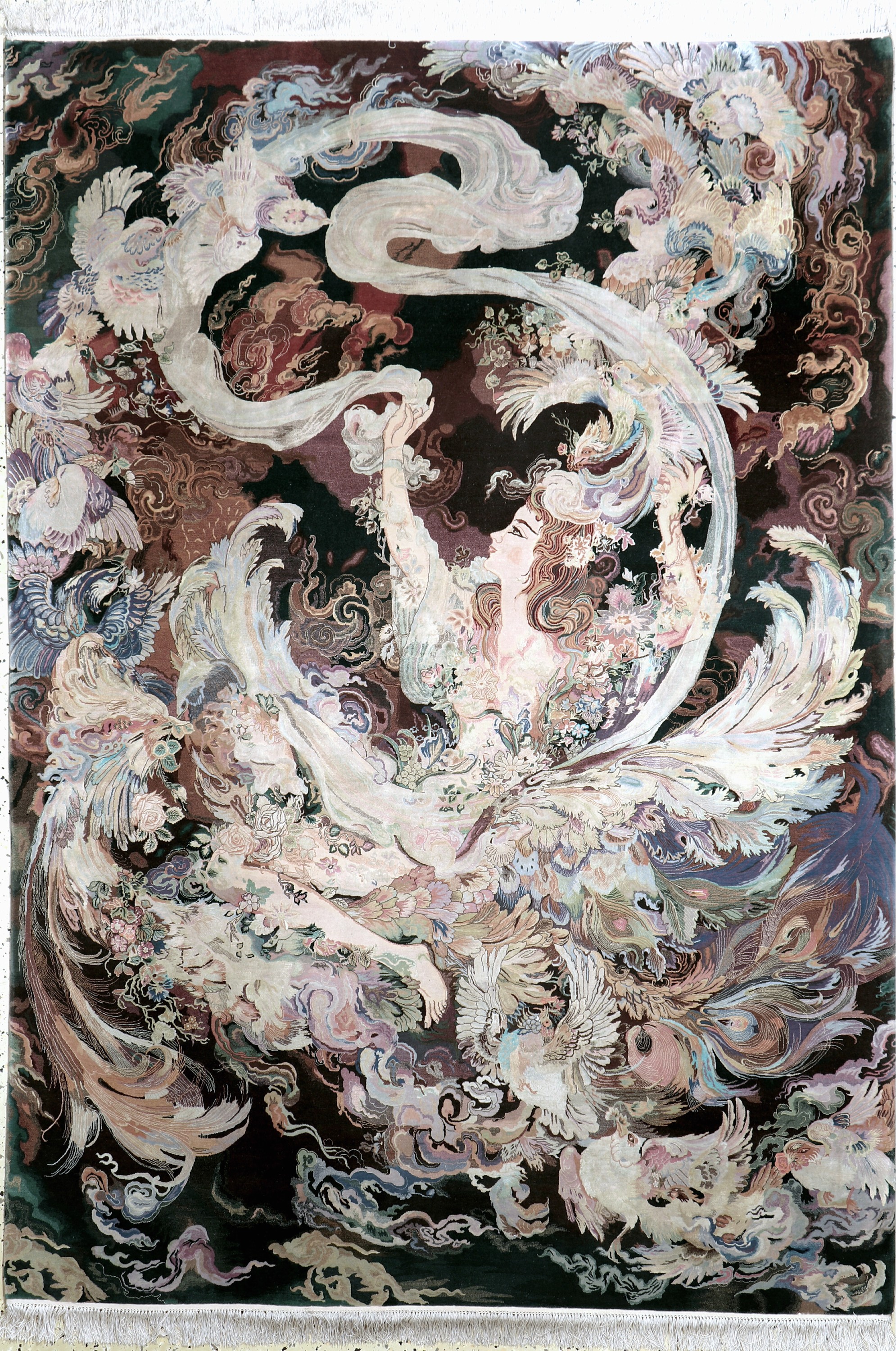 Täbriz fein(80 Raj), China, Ende 20.Jhd, Korkwolle mit und auf Seide, ca. 222 x 156 cm,ca. 1,2 Mio. Kn/qm, EHZ: 1-2