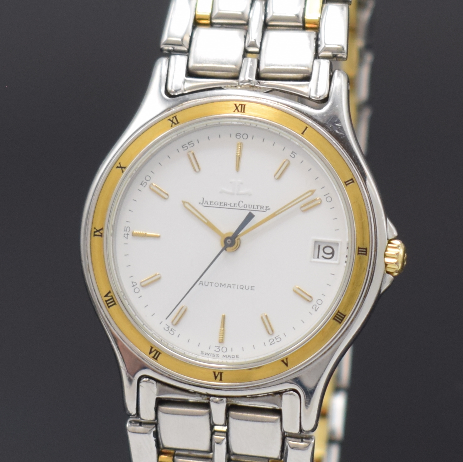 Detail a: Jaeger-LeCoultre Heraion Armbanduhr in Stahl/Gold Referenz 114.5.89, Schweiz um 1990, Automatik, orig. Gliederband m. dopp. Faltschl., Boden m. ...
