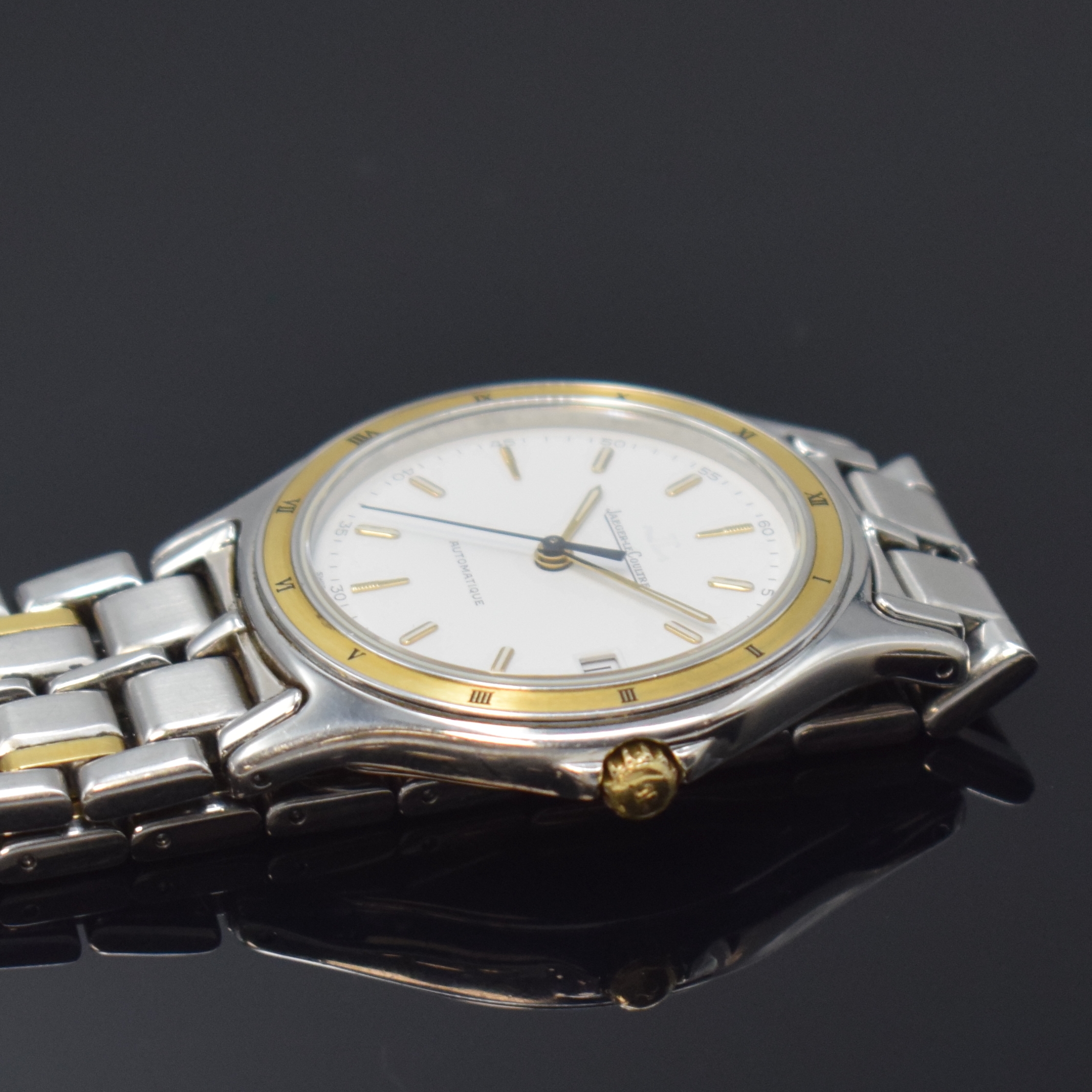 Detail c: Jaeger-LeCoultre Heraion Armbanduhr in Stahl/Gold Referenz 114.5.89, Schweiz um 1990, Automatik, orig. Gliederband m. dopp. Faltschl., Boden m. ...