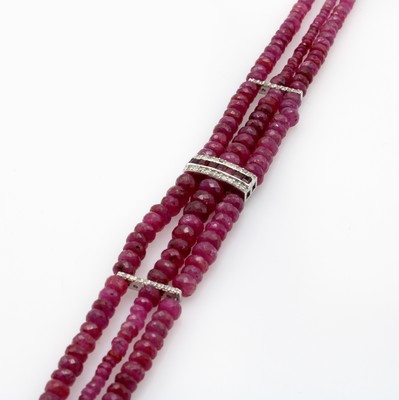 26858707a - 3-reihiges Armband mit Rubinen und Diamanten, 925er Silber, Rubinrondelle im Verlauf, ...