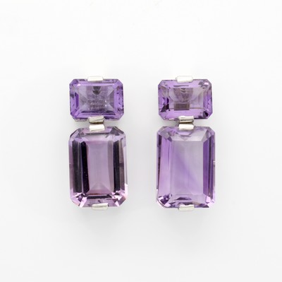 Image Paar Ohrstecker mit Amethysten, 925er Silber, fac. Amethyste zus. ca. 36.25 ct ...