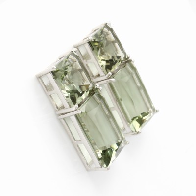 26858774a - Paar Ohrstecker mit Prasiolithen, 925er Silber, 4 viereck., Prasiolithe zus. ca. 41.55ct ...