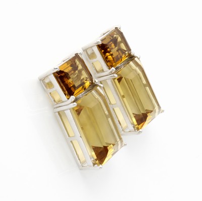 26858776a - Paar Ohrstecker mit Citrinen, 925er Silber, 4 viereck. Citrine zus. ca. 36.85 ct ...
