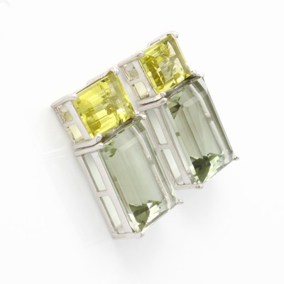 26858778a - Paar Ohrstecker mit Prasiolithen, 925er Silber, Prasiolithe (beh.) zus. ca. 36.45 ct ...