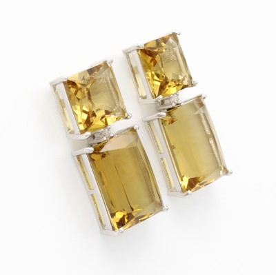 26858779a - Paar Ohrstecker mit Citrinen, 925er Silber 4 Citrine (beh.) zus. ca. 45.40 ct ...