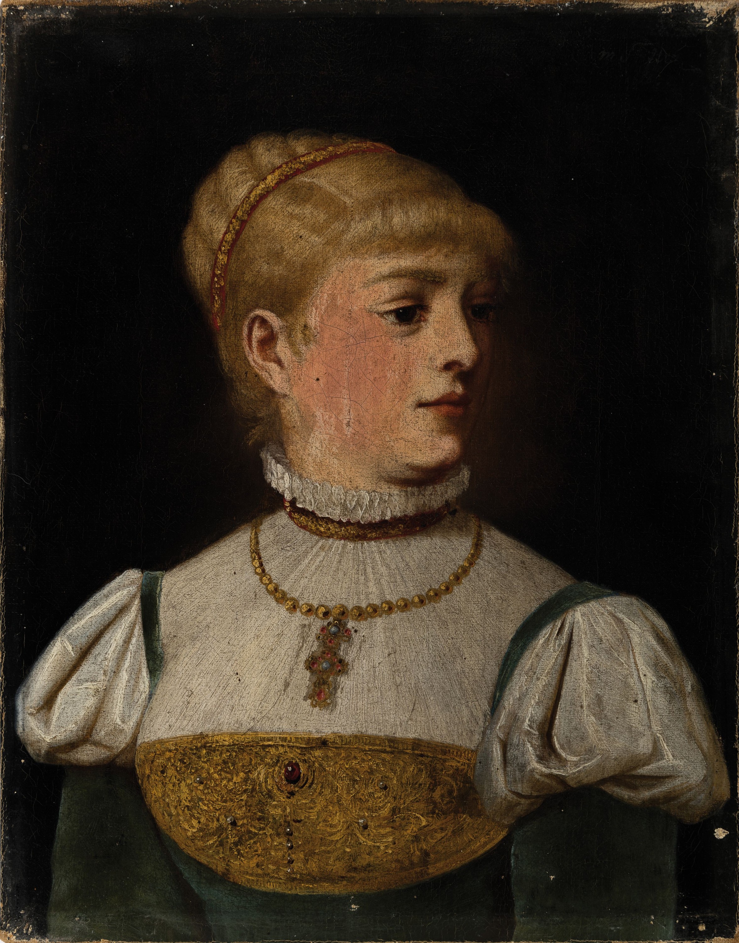 Detail k: Moritz Stifter, 1857 Wien-1905, Porträt einer jungen Frau, Öl/Lwd, rechts oben sign., ca. 27x22cm, R. ca. 38.5x32.5cm
