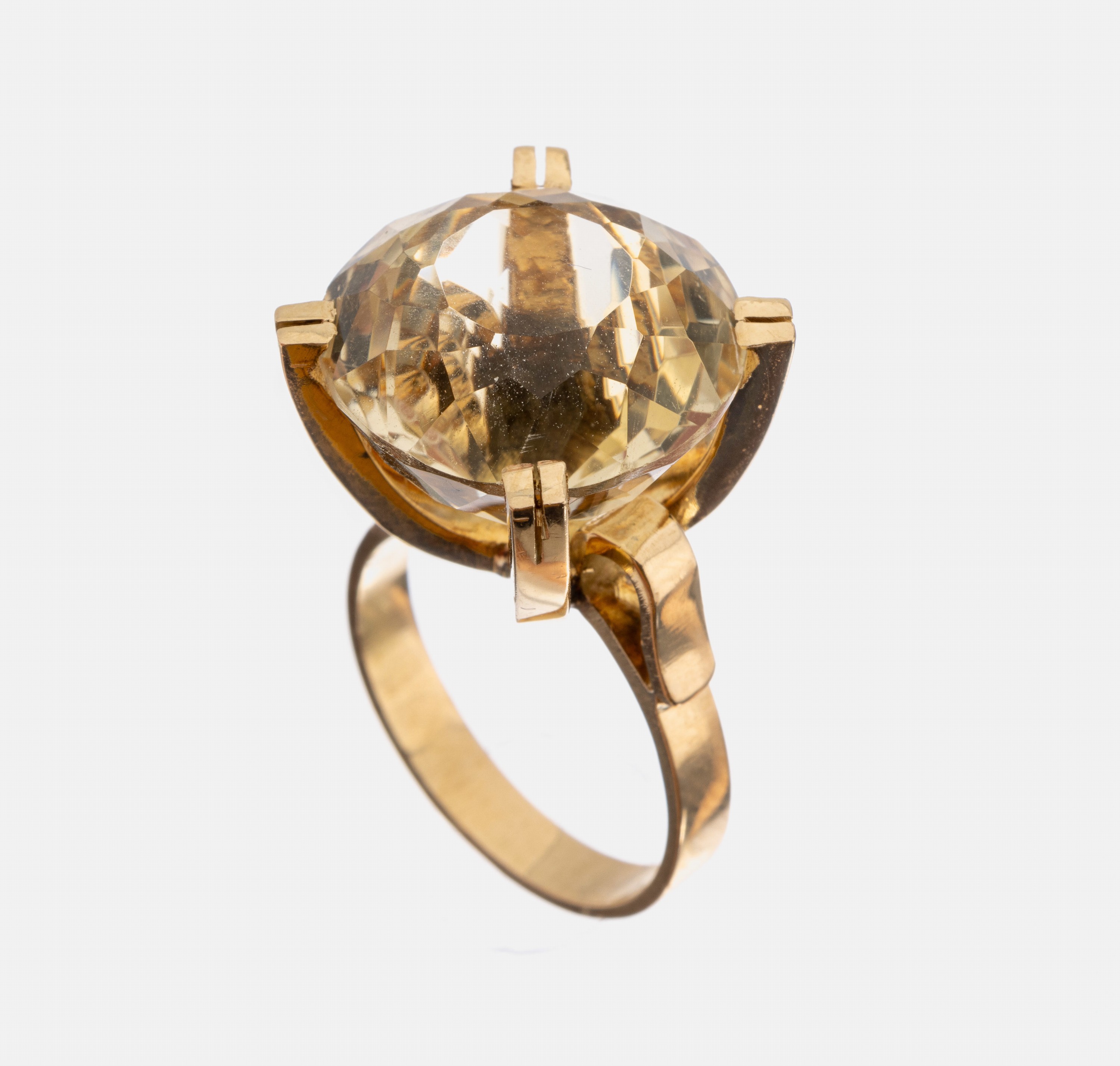 18 kt Gold Citrin-Ring, GG 750/000 gepr., qualitätvolle Verarbeitung, rundfacett. Citrinca. 22.0 ct, RW 54, ca. 11.4 g