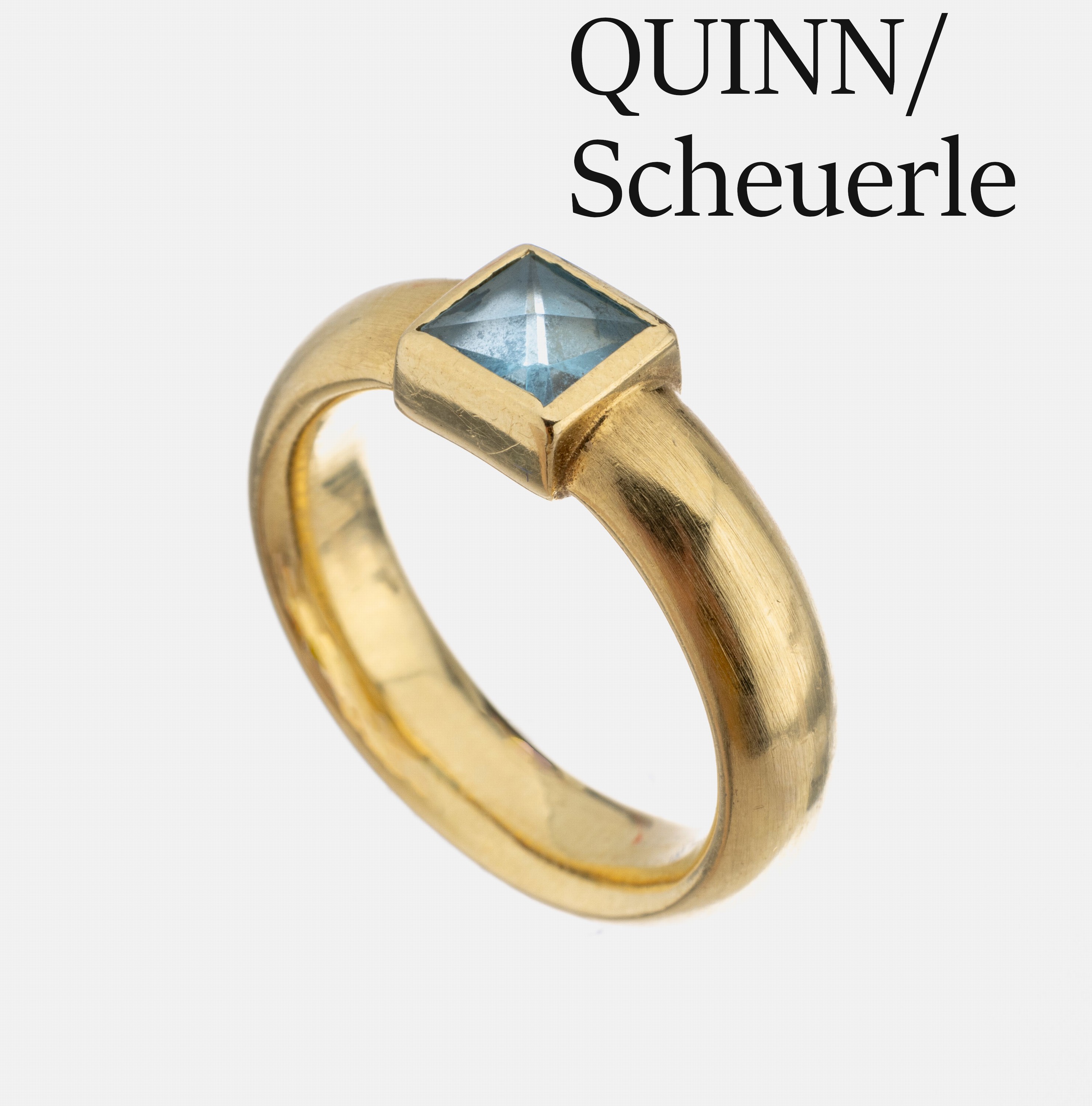 18 kt Gold Topas-Ring, QUINN/Scheuerle, GG 750/000, seidenmatt., Topas-Carree ca. 0.80ct, ca. 10.0 g, RW 53