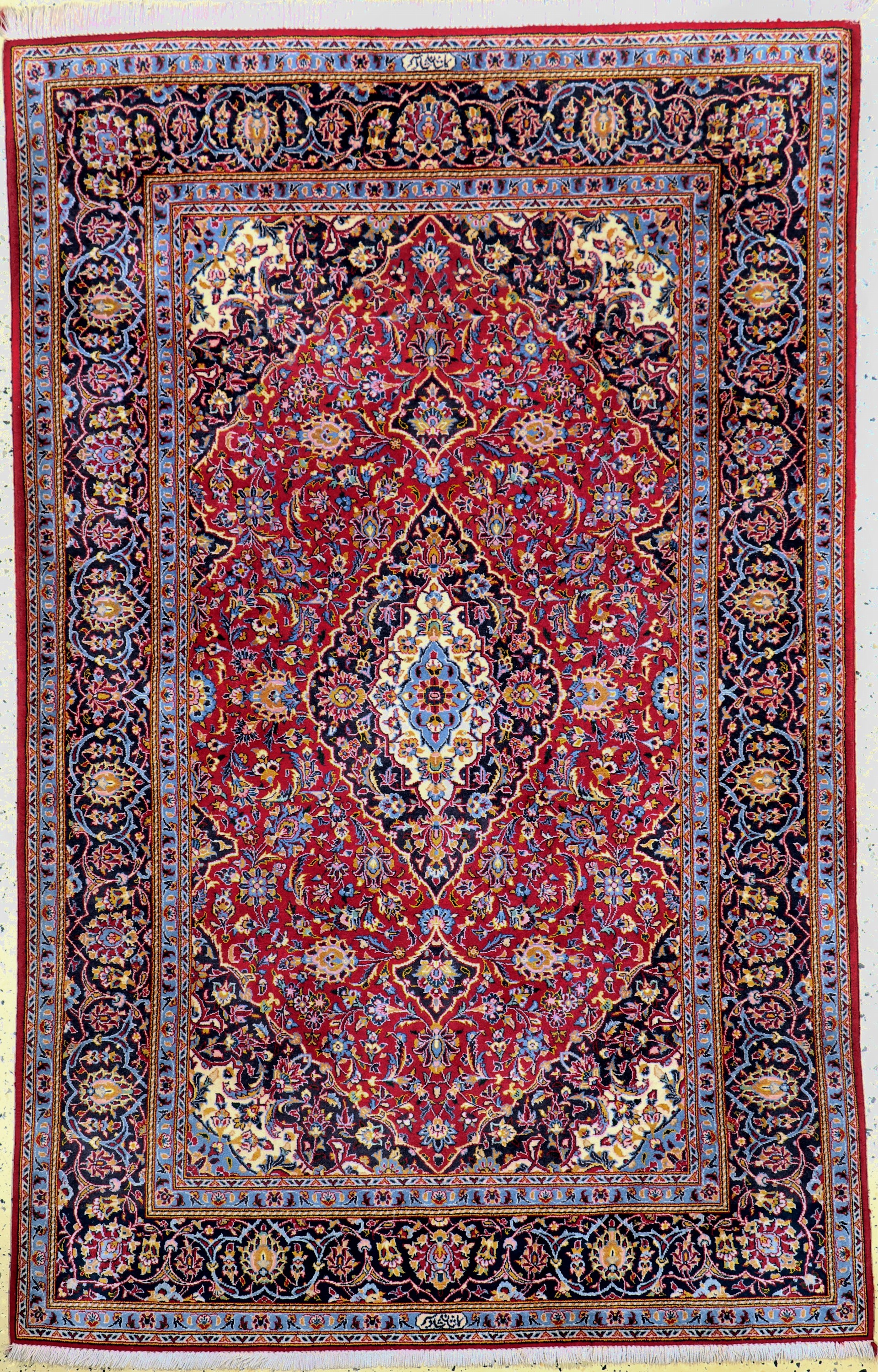 Keschan"Shadsar"fein Persien, signiert, Ende 20.Jhd, Korkwolle, ca. 210 x 136 cm, EHZ:1-2