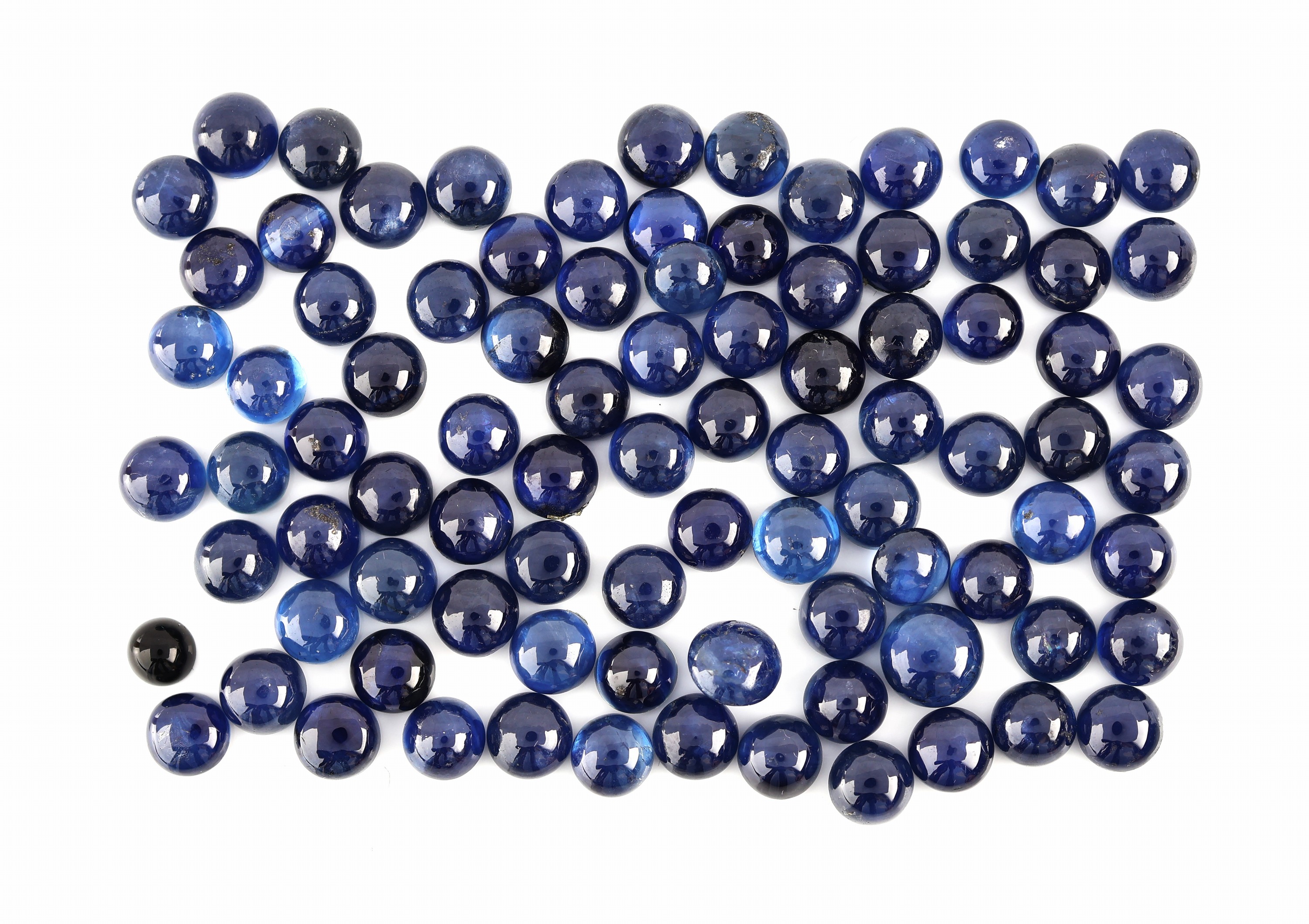 Lot lose Saphire, runde Cabochons, total ca. 69.51 ct