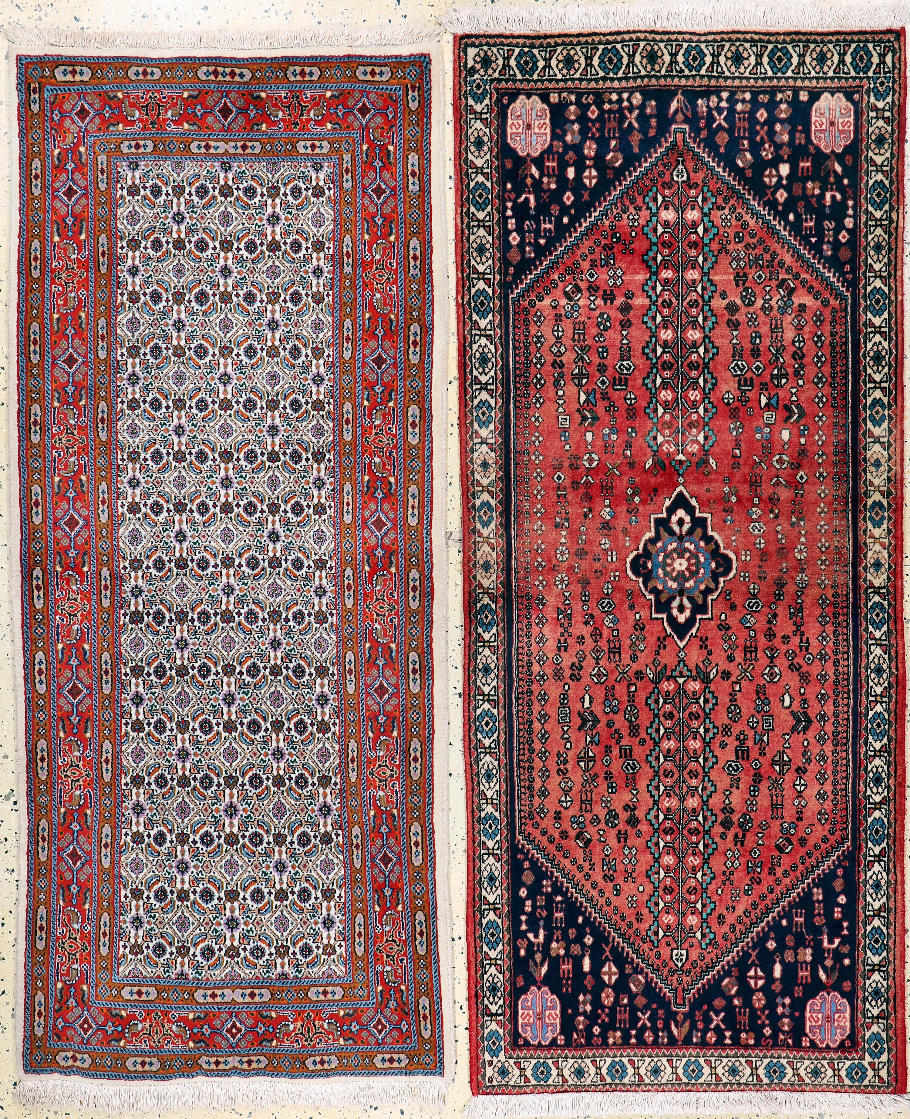 Image 26859328 - 2 Lots Mud & Abadeh, Persien, Ende 20.Jhd, Wolle auf Baumwolle, ca. 200 x 80 cm, Abadeh ...
