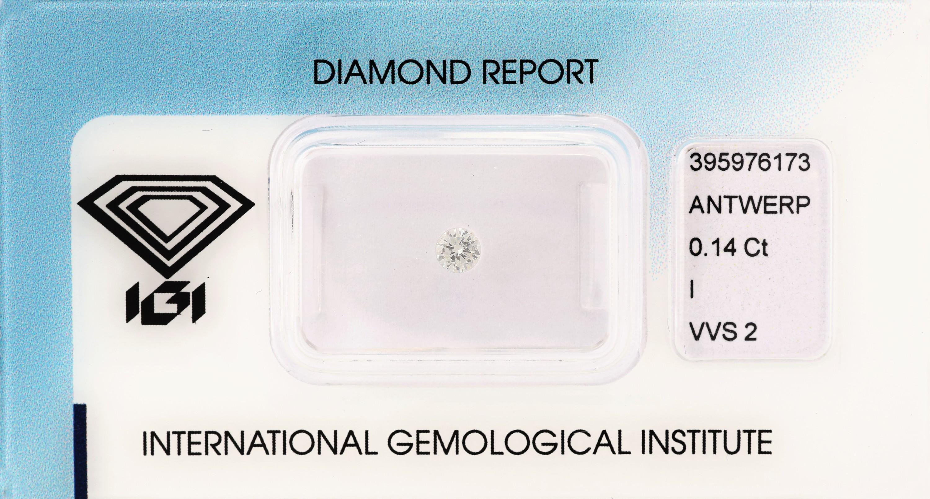 Loser Brillant, 0.14 ct l.get.Weiß(I)/vvs2,IGI-Expertise anbei, verschweißt