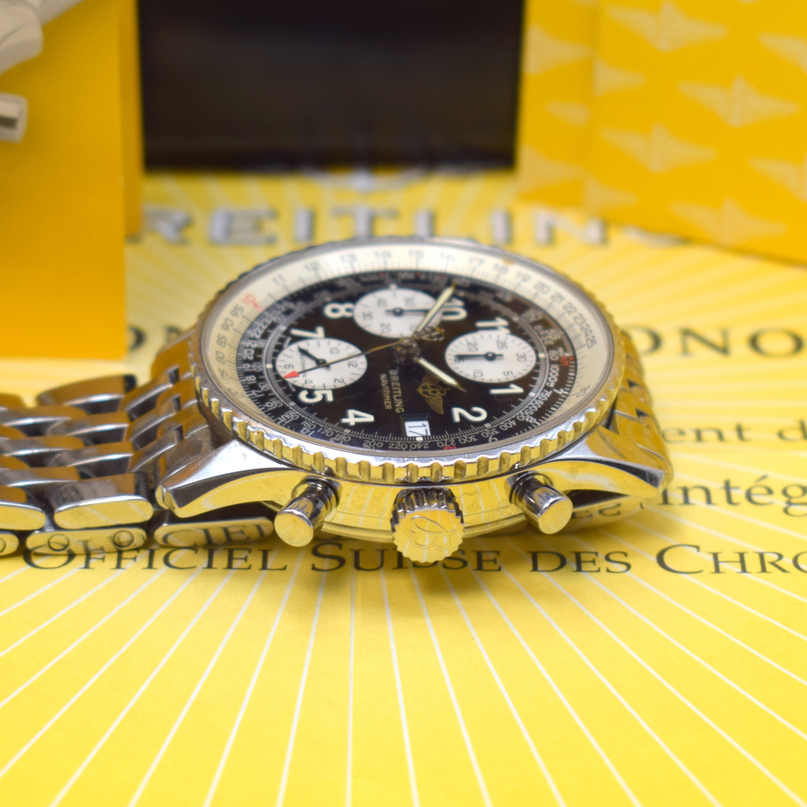 Detail c: BREITLING Armbandchronograph Old Navitimer Referenz A13322, Automatik, Chronometer in Edelstahl inkl. Pilotband m. Faltschließe, entsp. Saphirglas, ...