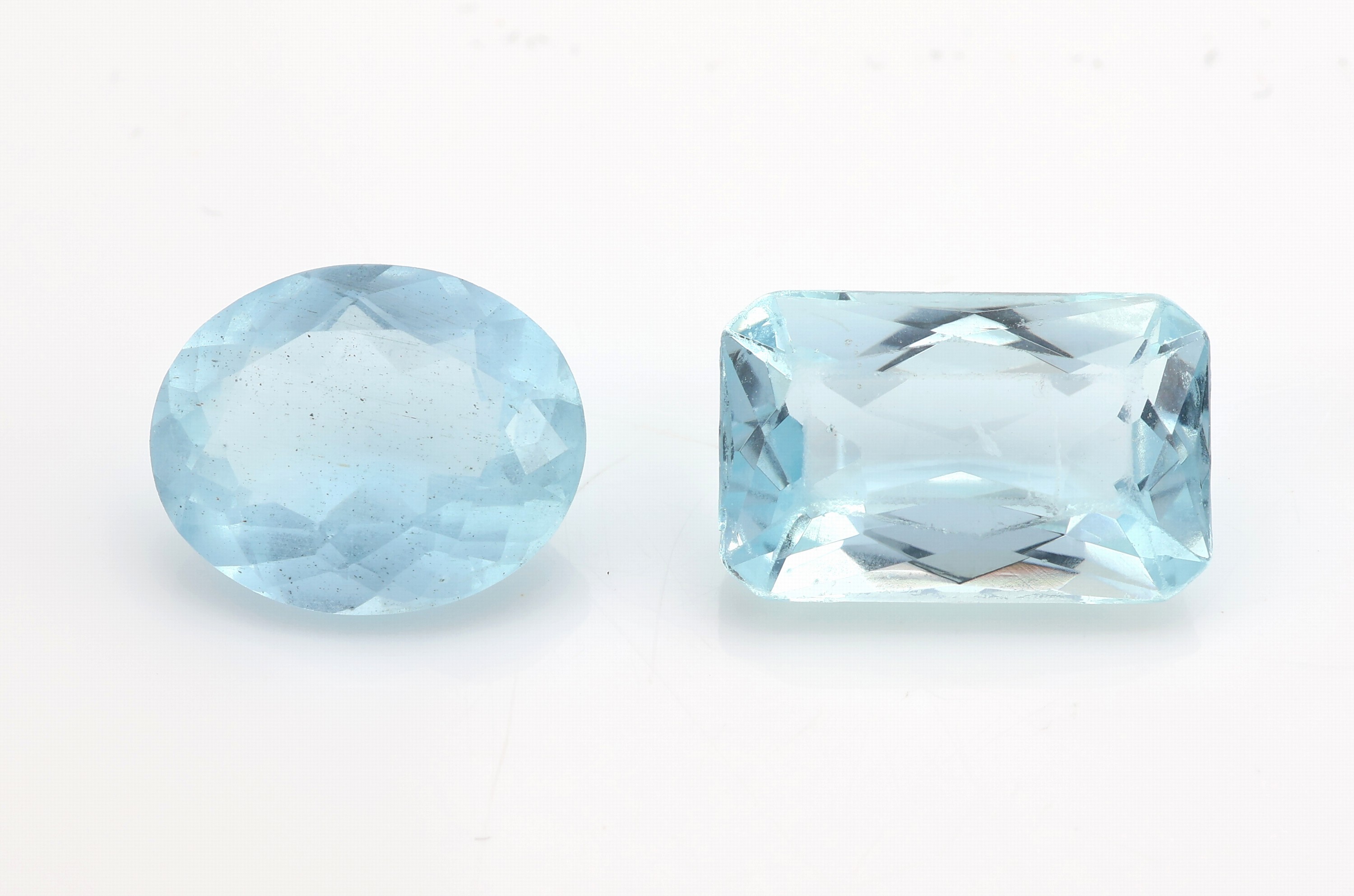 Detail a: Konvolut 26 lose Aquamarine, zus. ca. 69.66 ct, versch. Größen, Schliffformen und Farben, schöne Sammlung, in Sammleretui
