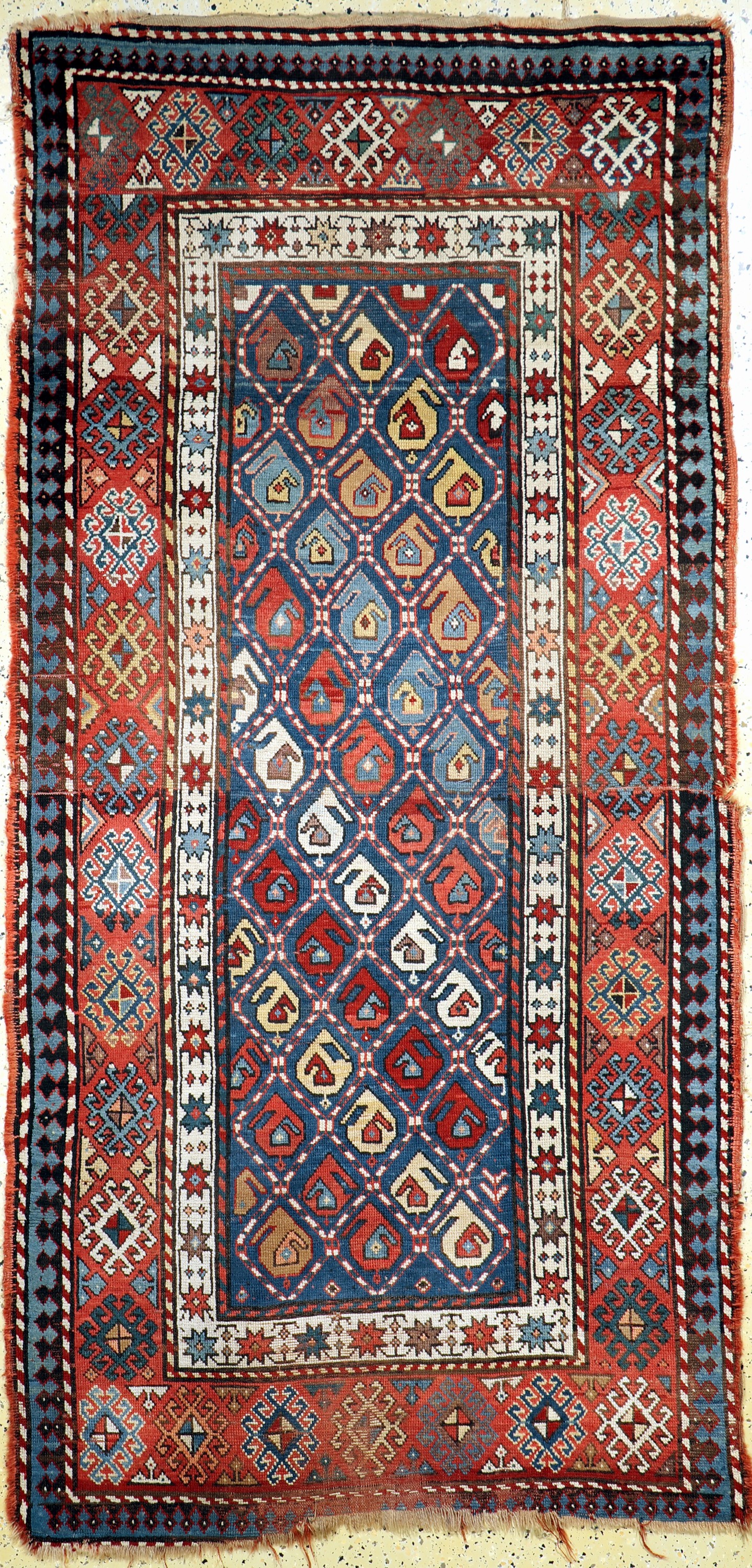 Antiker"Moghan", Kaukasus, 19.Jhd, Wolle auf Wolle, ca. 240 x 120 cm, EHZ: 4