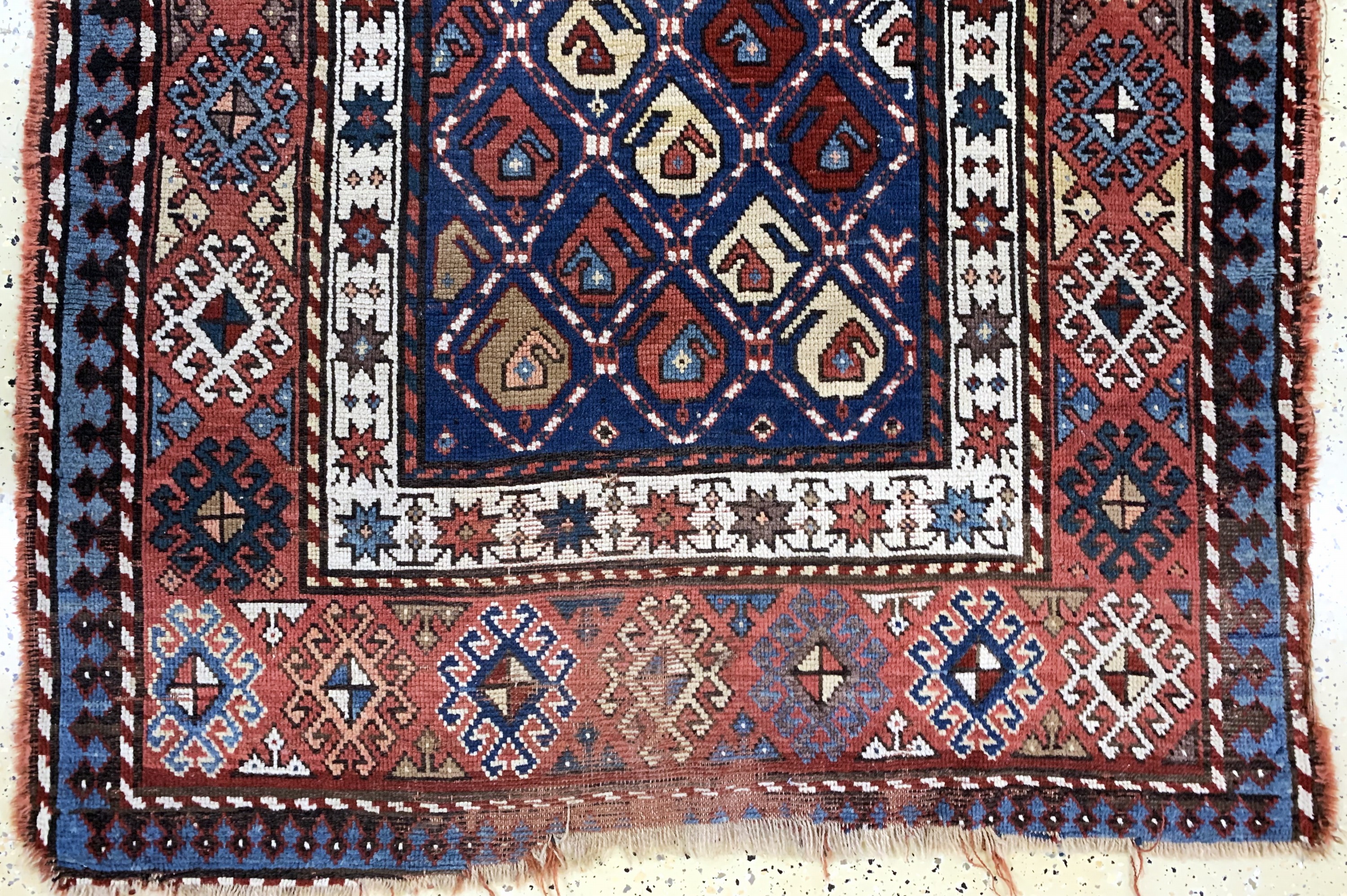 Detail c: Antiker"Moghan", Kaukasus, 19.Jhd, Wolle auf Wolle, ca. 240 x 120 cm, EHZ: 4