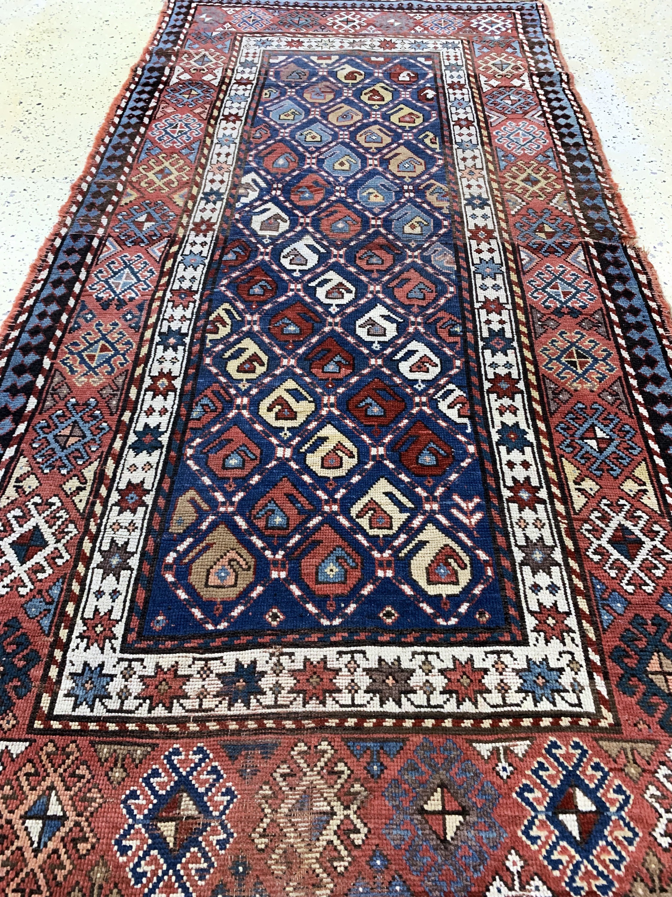 Detail d: Antiker"Moghan", Kaukasus, 19.Jhd, Wolle auf Wolle, ca. 240 x 120 cm, EHZ: 4