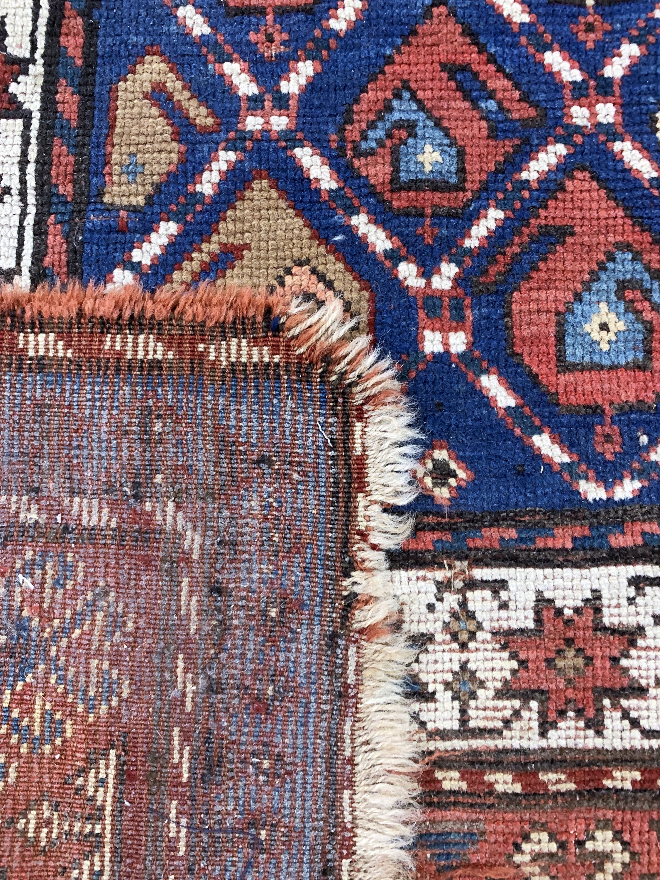 Detail e: Antiker"Moghan", Kaukasus, 19.Jhd, Wolle auf Wolle, ca. 240 x 120 cm, EHZ: 4