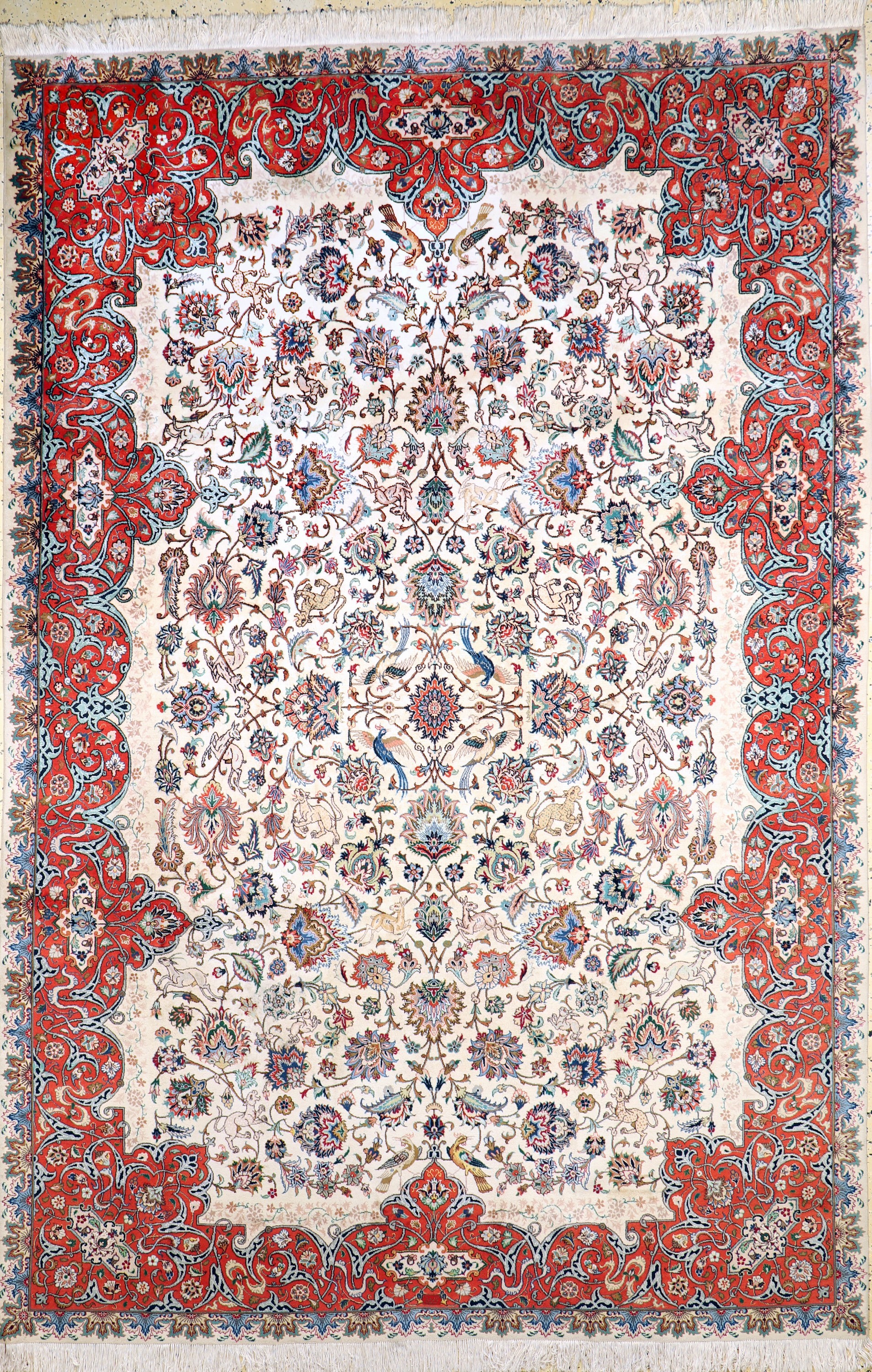 Täbriz fein, Persien, Mitte 20.Jhd, Korkwolle auf Baumwolle, ca. 295 x 200 cm, Reinigungsbedürftig, EHZ: 2