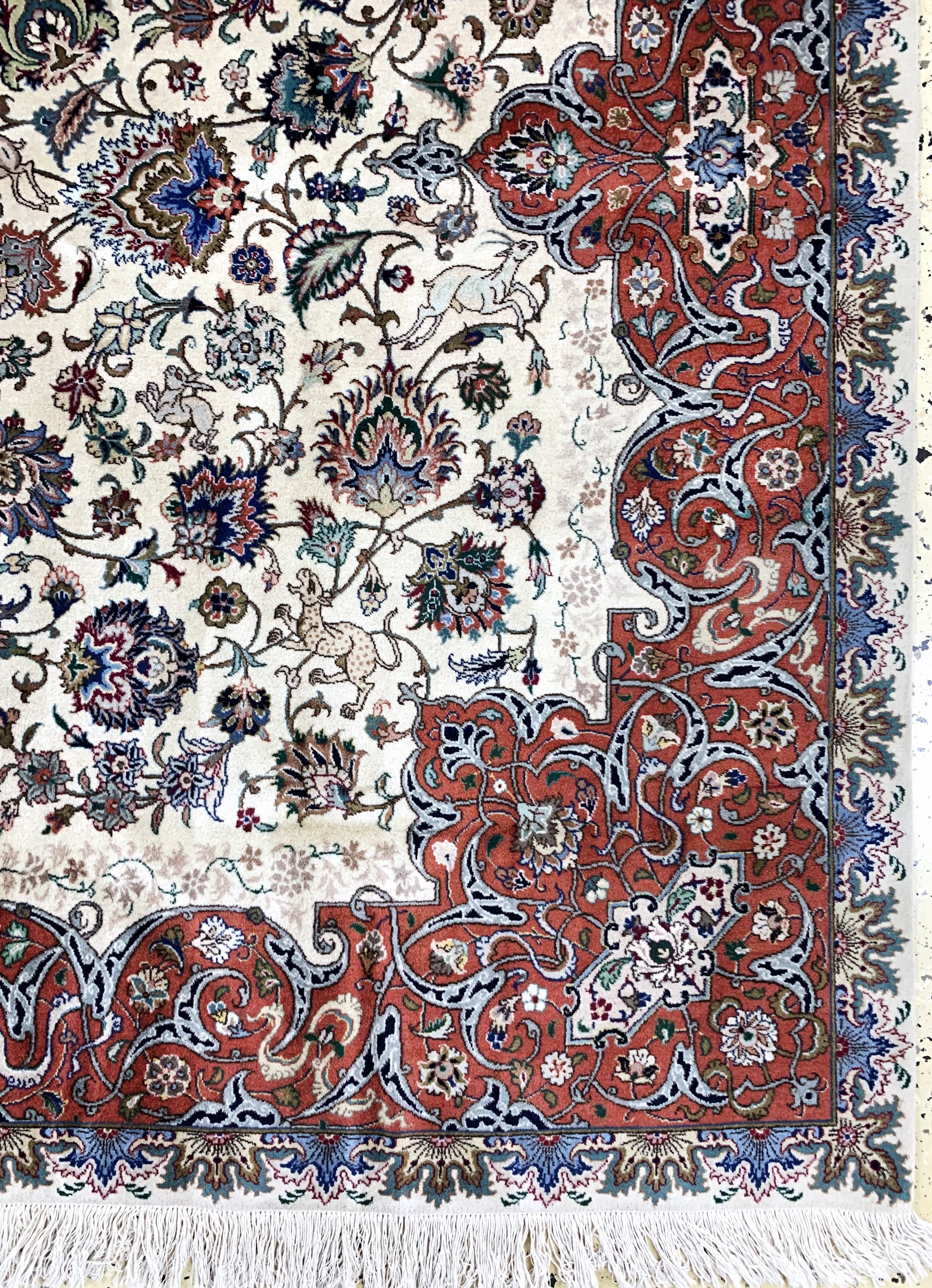 Detail a: Täbriz fein, Persien, Mitte 20.Jhd, Korkwolle auf Baumwolle, ca. 295 x 200 cm, Reinigungsbedürftig, EHZ: 2