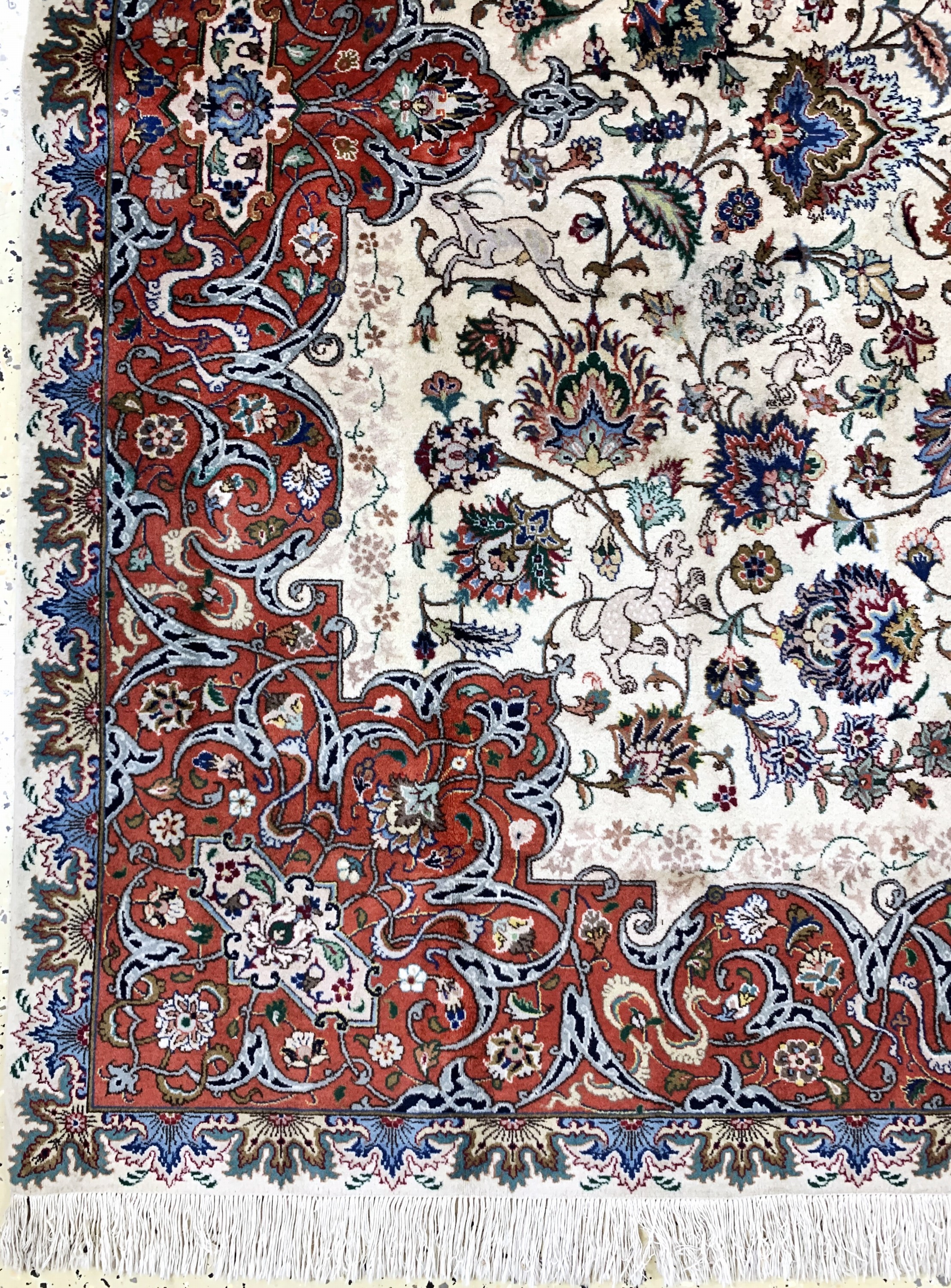 Detail b: Täbriz fein, Persien, Mitte 20.Jhd, Korkwolle auf Baumwolle, ca. 295 x 200 cm, Reinigungsbedürftig, EHZ: 2