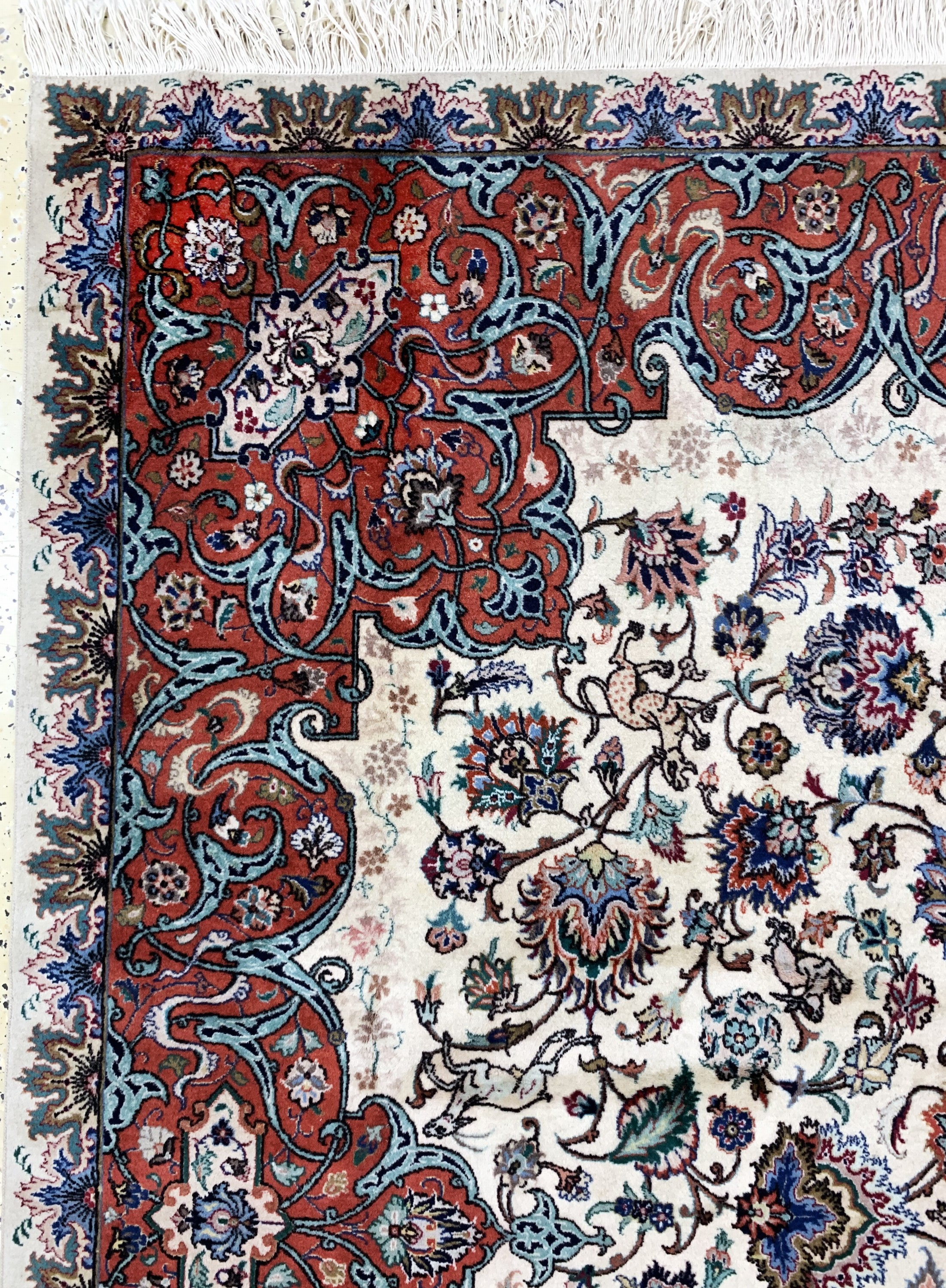 Detail d: Täbriz fein, Persien, Mitte 20.Jhd, Korkwolle auf Baumwolle, ca. 295 x 200 cm, Reinigungsbedürftig, EHZ: 2