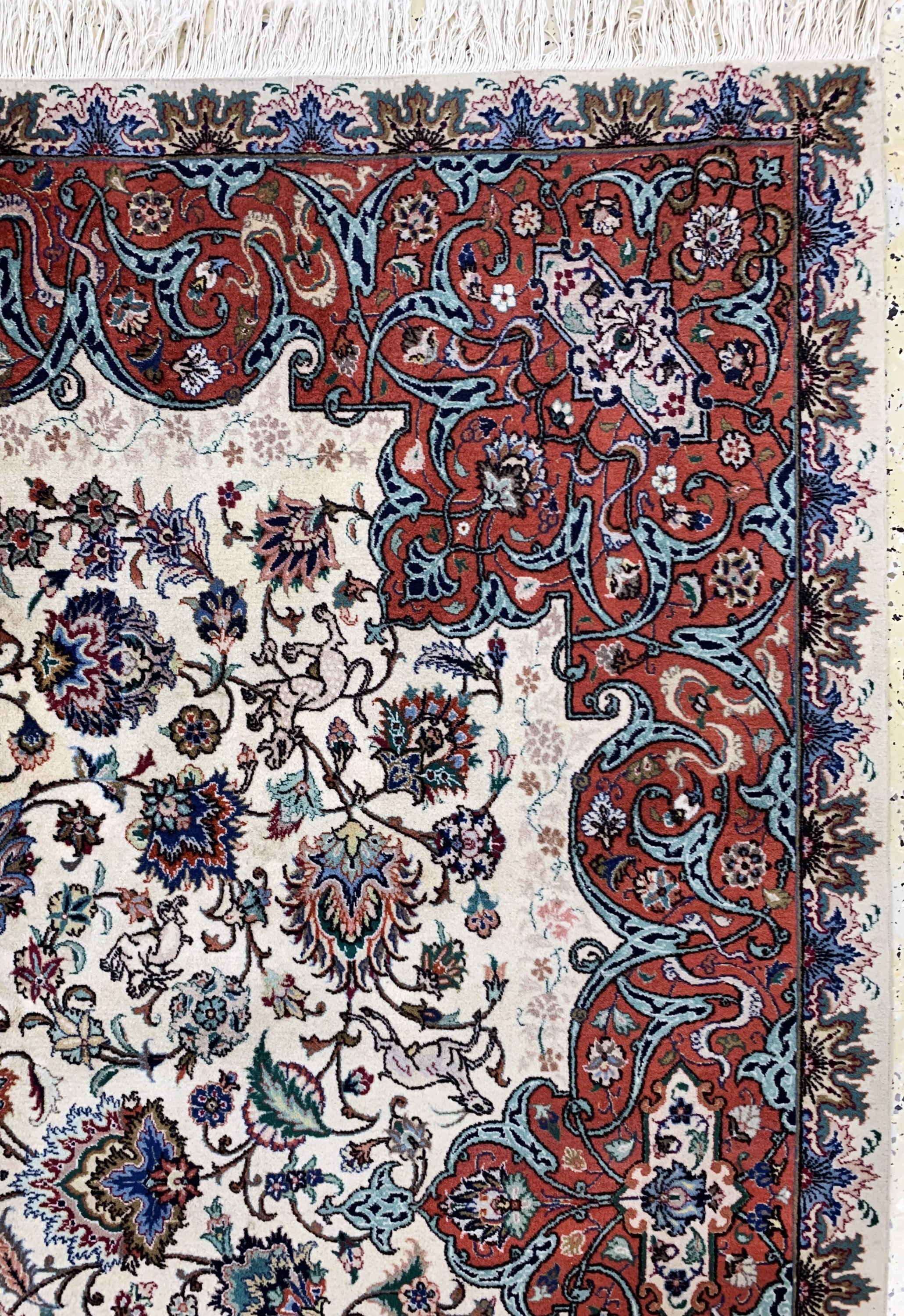 Detail e: Täbriz fein, Persien, Mitte 20.Jhd, Korkwolle auf Baumwolle, ca. 295 x 200 cm, Reinigungsbedürftig, EHZ: 2