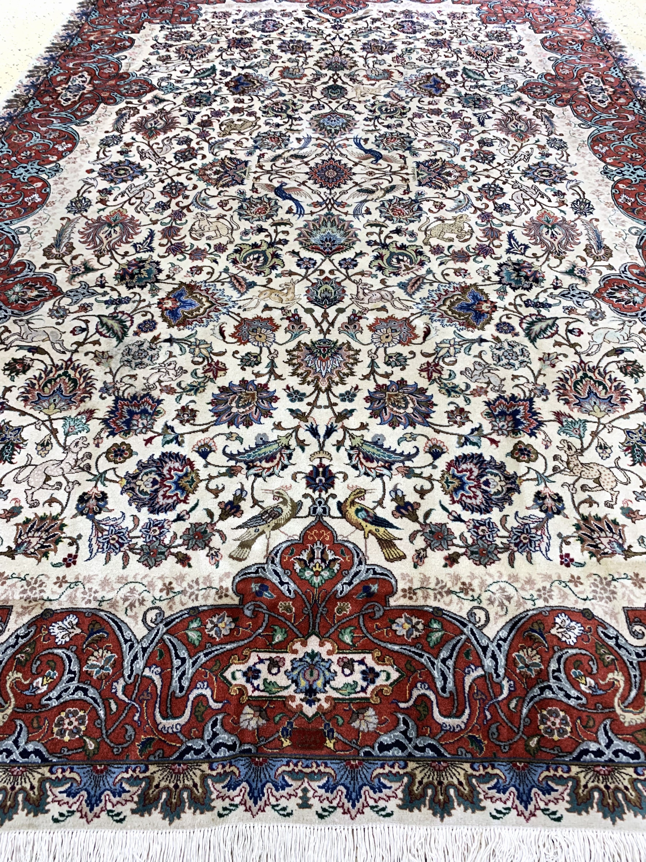Detail g: Täbriz fein, Persien, Mitte 20.Jhd, Korkwolle auf Baumwolle, ca. 295 x 200 cm, Reinigungsbedürftig, EHZ: 2