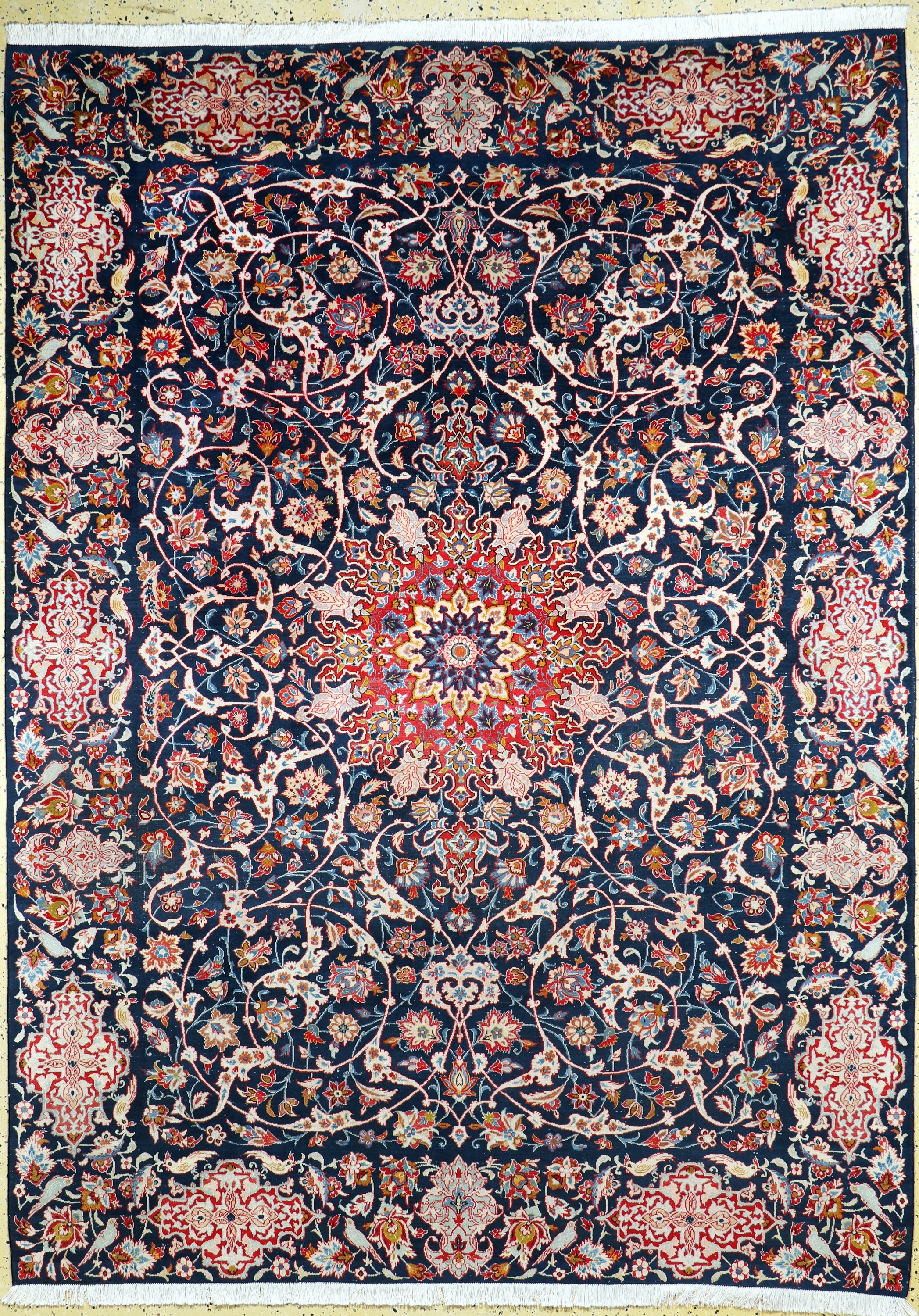 Keschan alt, Persien, Mitte 20.Jhd, Wolle auf Baumwolle, ca. 292 x 213 cm, EHZ: 3, (Fransen erneuert)