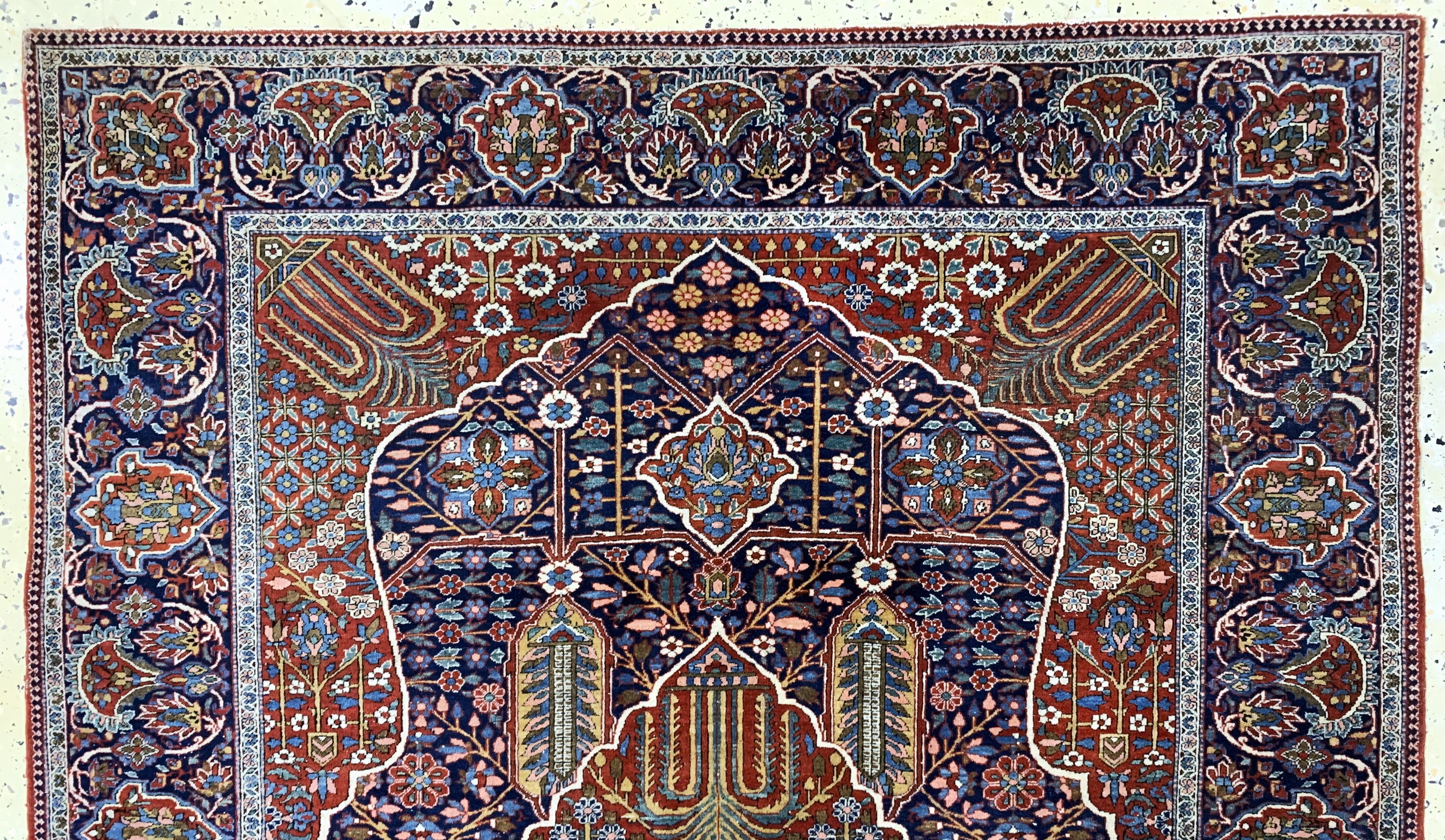 Detail a: Keschan"Ateschoglou"antik, Persien, um 1900, Korkwolle auf Baumwolle, ca. 196 x 140 cm, EHZ: 3