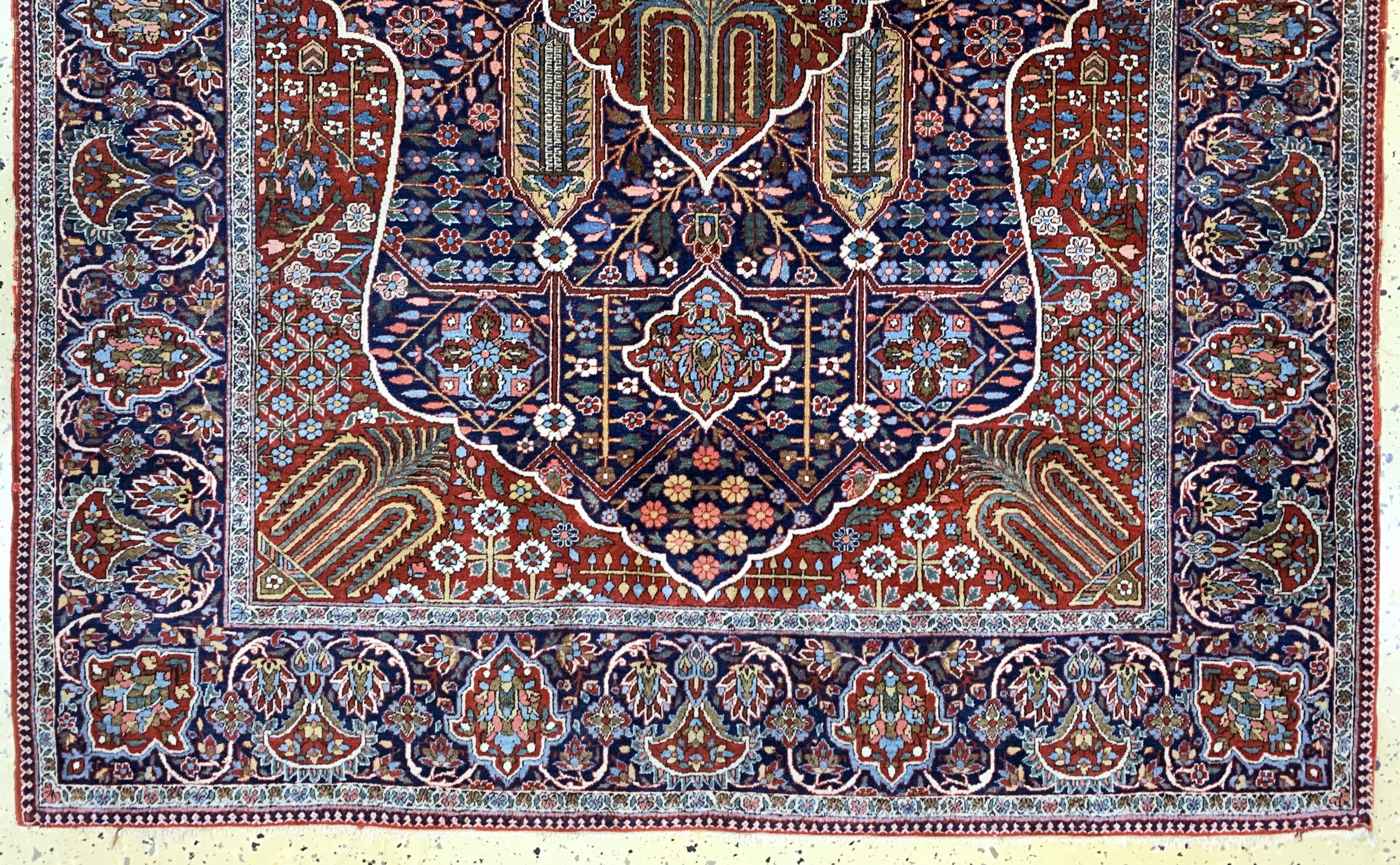 Detail c: Keschan"Ateschoglou"antik, Persien, um 1900, Korkwolle auf Baumwolle, ca. 196 x 140 cm, EHZ: 3