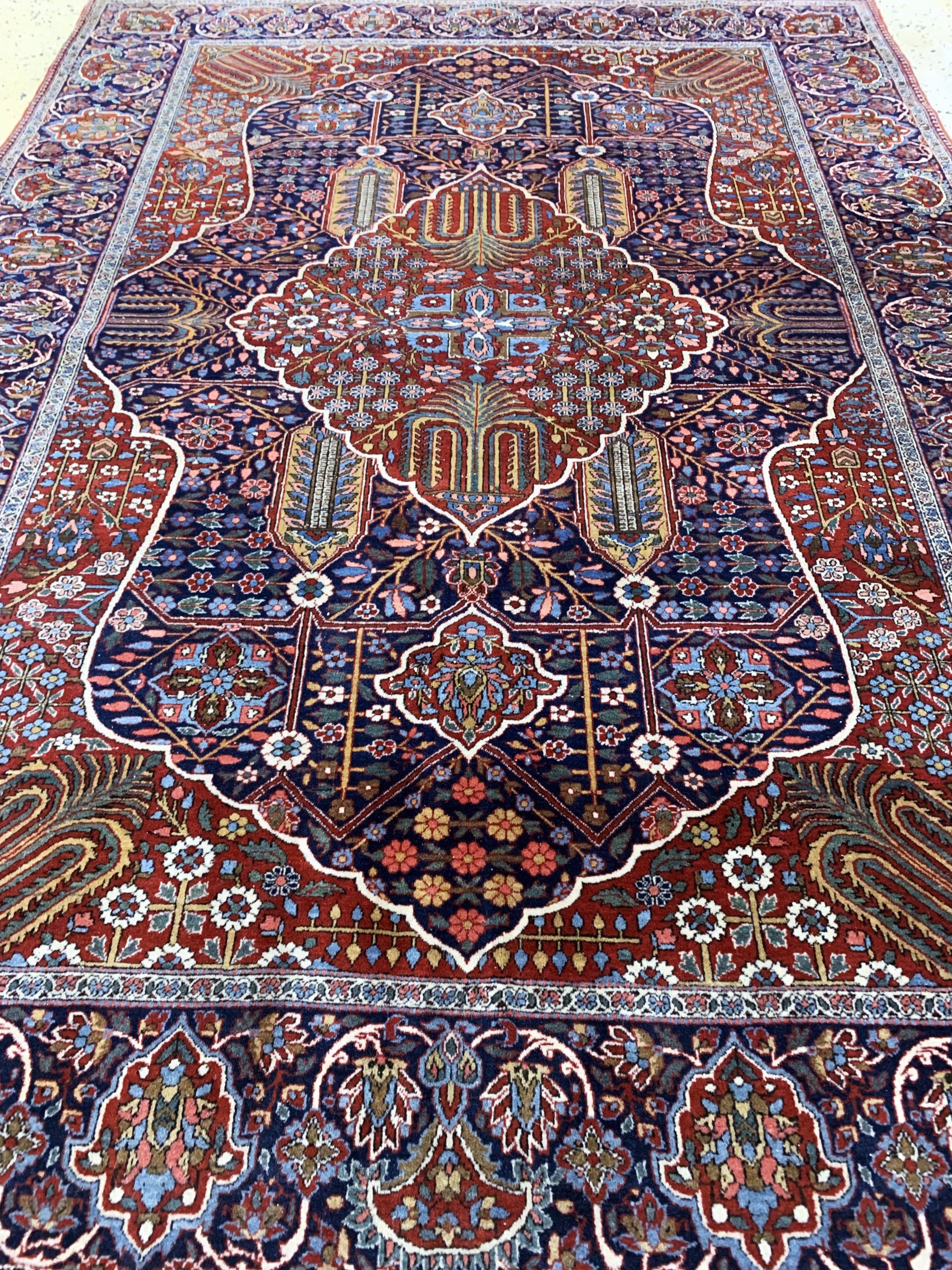 Detail d: Keschan"Ateschoglou"antik, Persien, um 1900, Korkwolle auf Baumwolle, ca. 196 x 140 cm, EHZ: 3