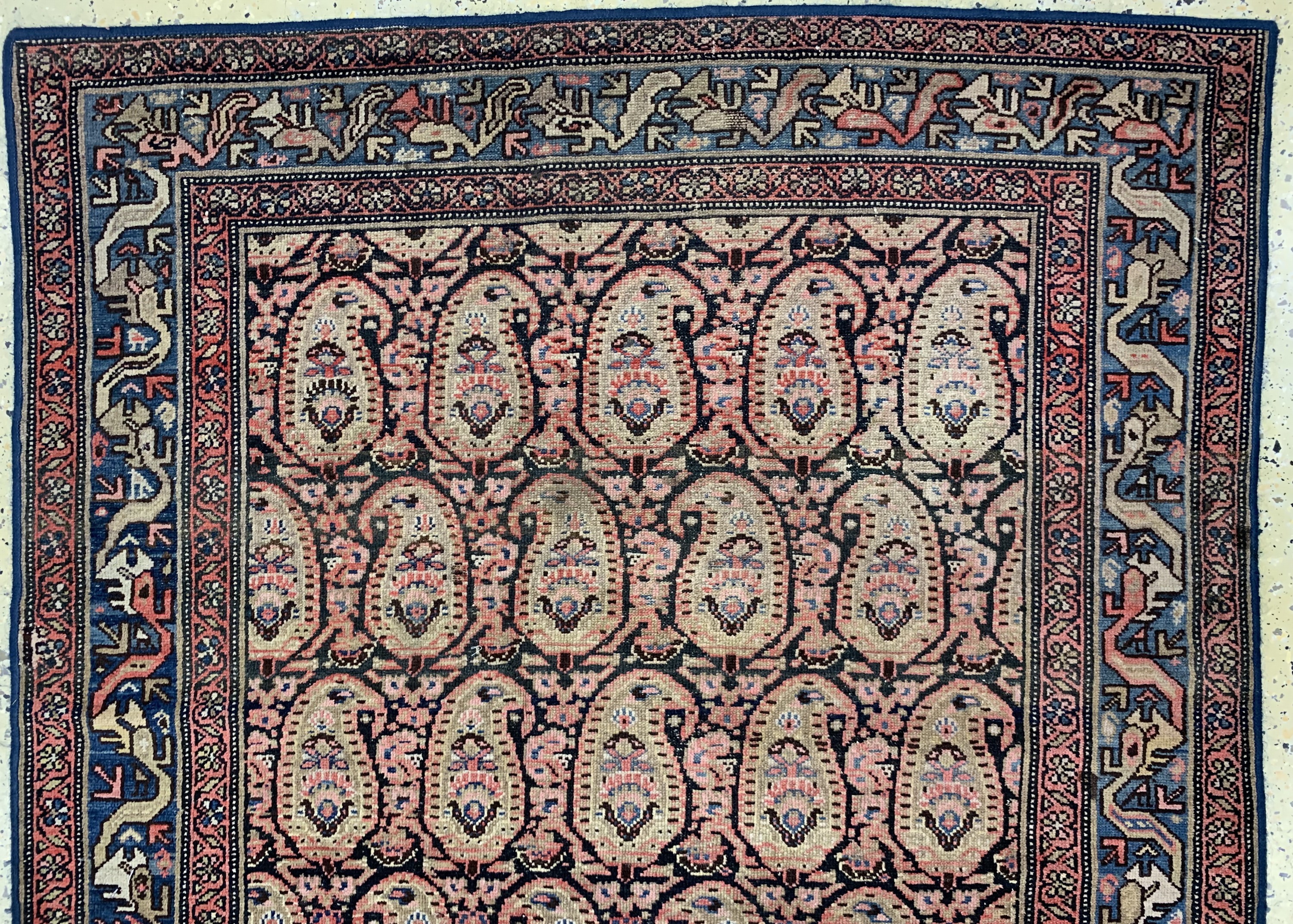 Detail a: Antiker Malayer, Persien, 19.Jhd, Wolle aufBaumwolle, ca. 195 x 125 cm, EHZ: 3