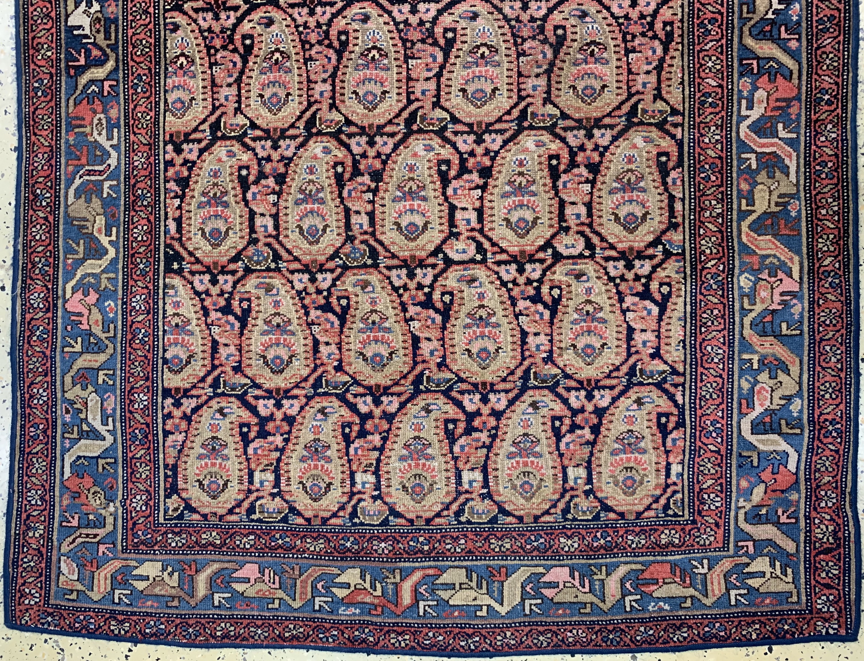 Detail b: Antiker Malayer, Persien, 19.Jhd, Wolle aufBaumwolle, ca. 195 x 125 cm, EHZ: 3