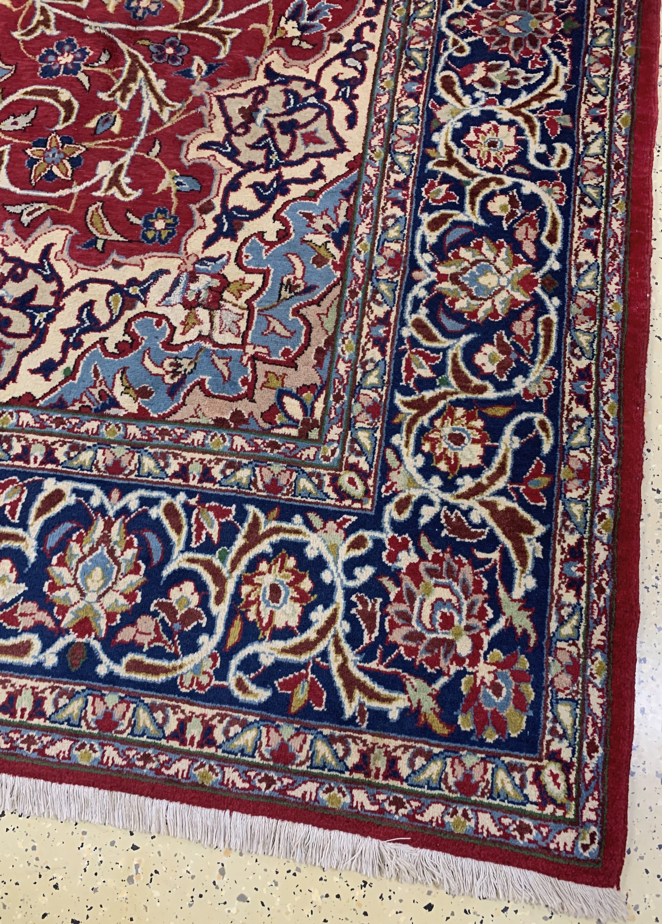 Detail a: Najafabad, Persien, Mitte 20.Jhd, Wolle aufBaumwolle, ca. 318 x 210 cm, EHZ: 2, (restauriert)